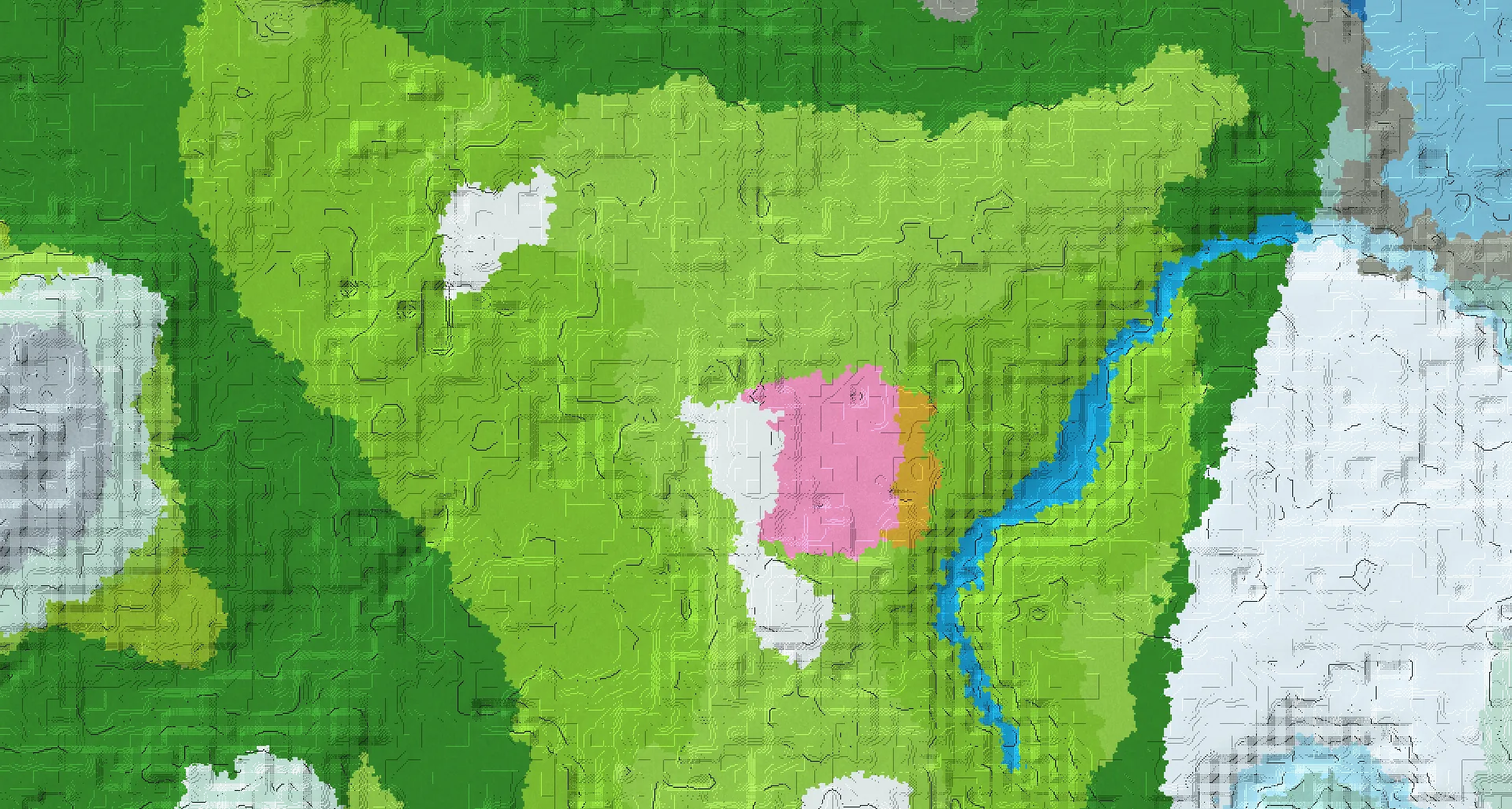 Seed map — Cherry Grove Southeast of a Plains Start with Pillager Outpost