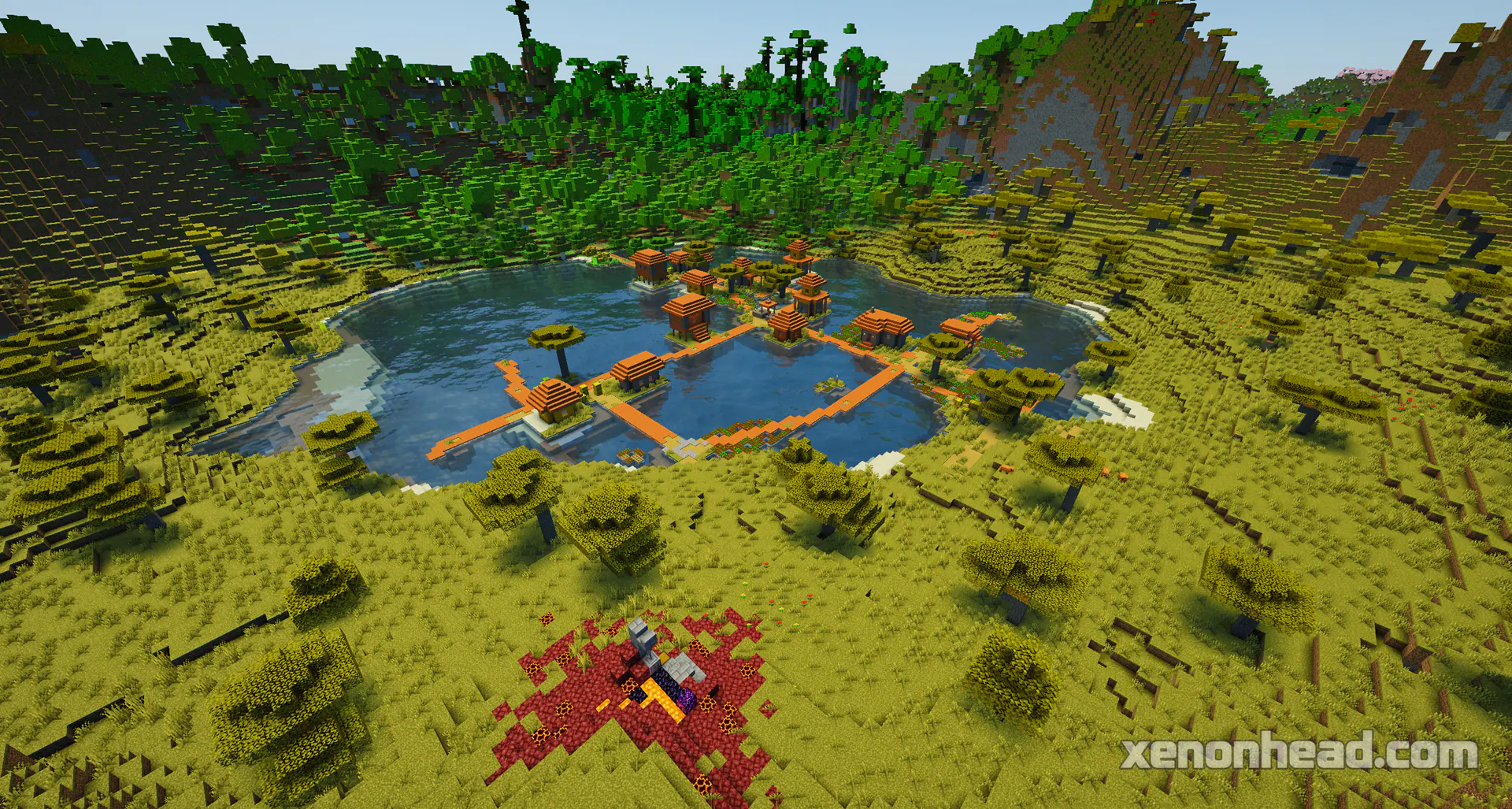 Floating savanna town & portal