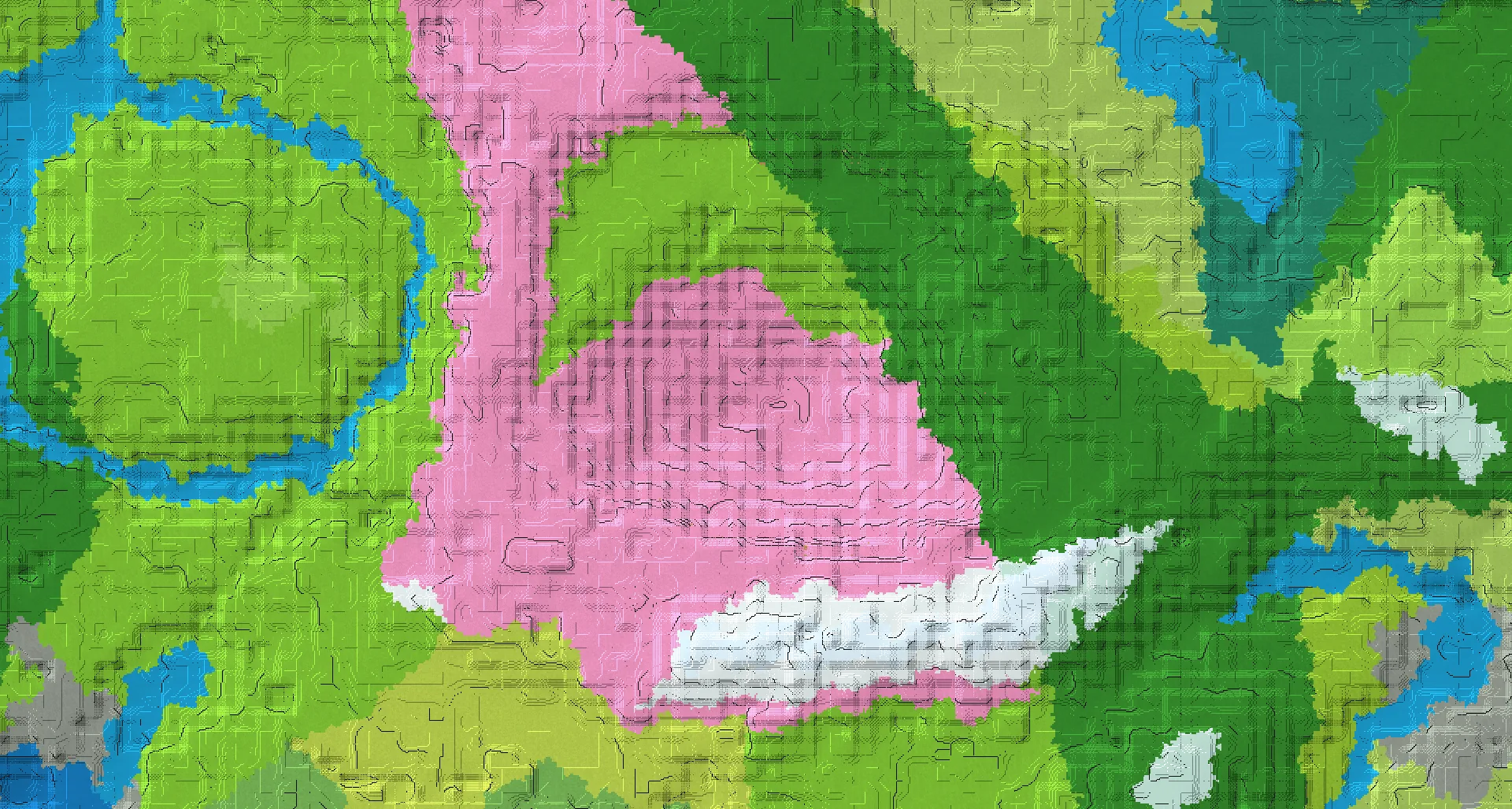 Seed map — Cherry Lake with a Bedrock Village