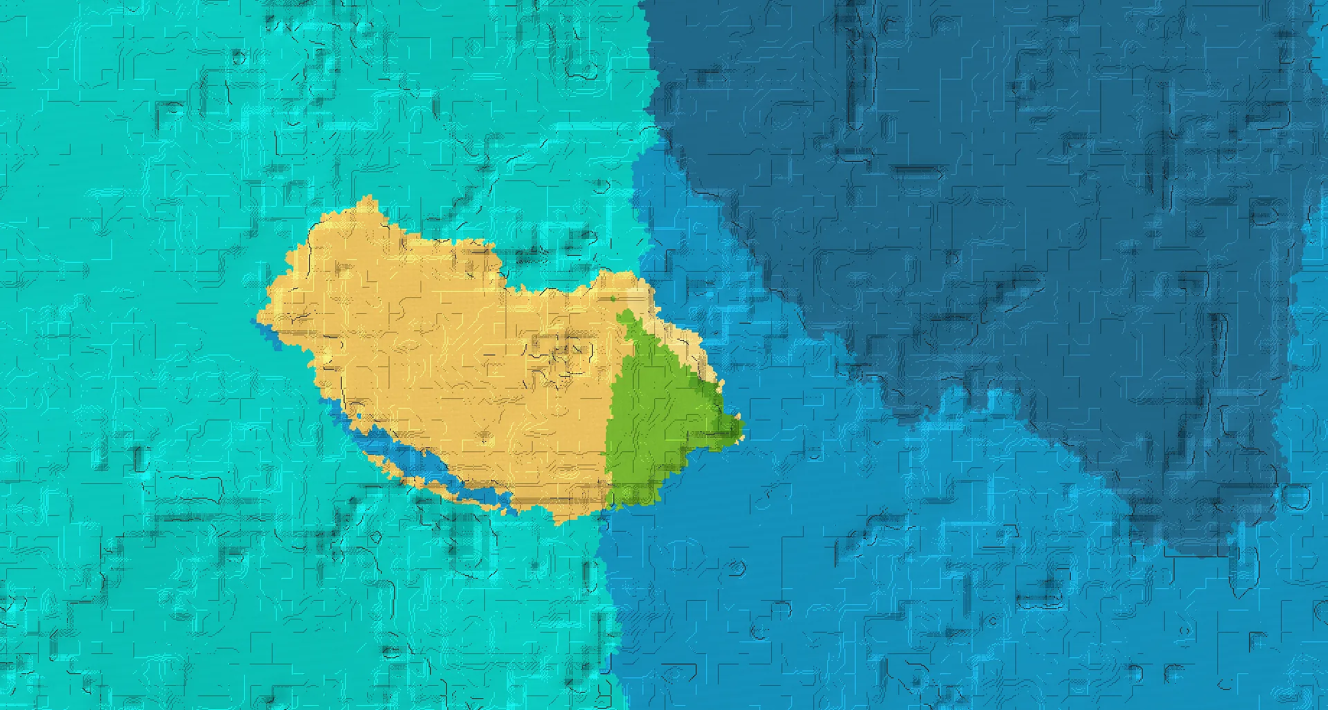Seed map — Ocean-focused Desert Start with a Village at 640, 848