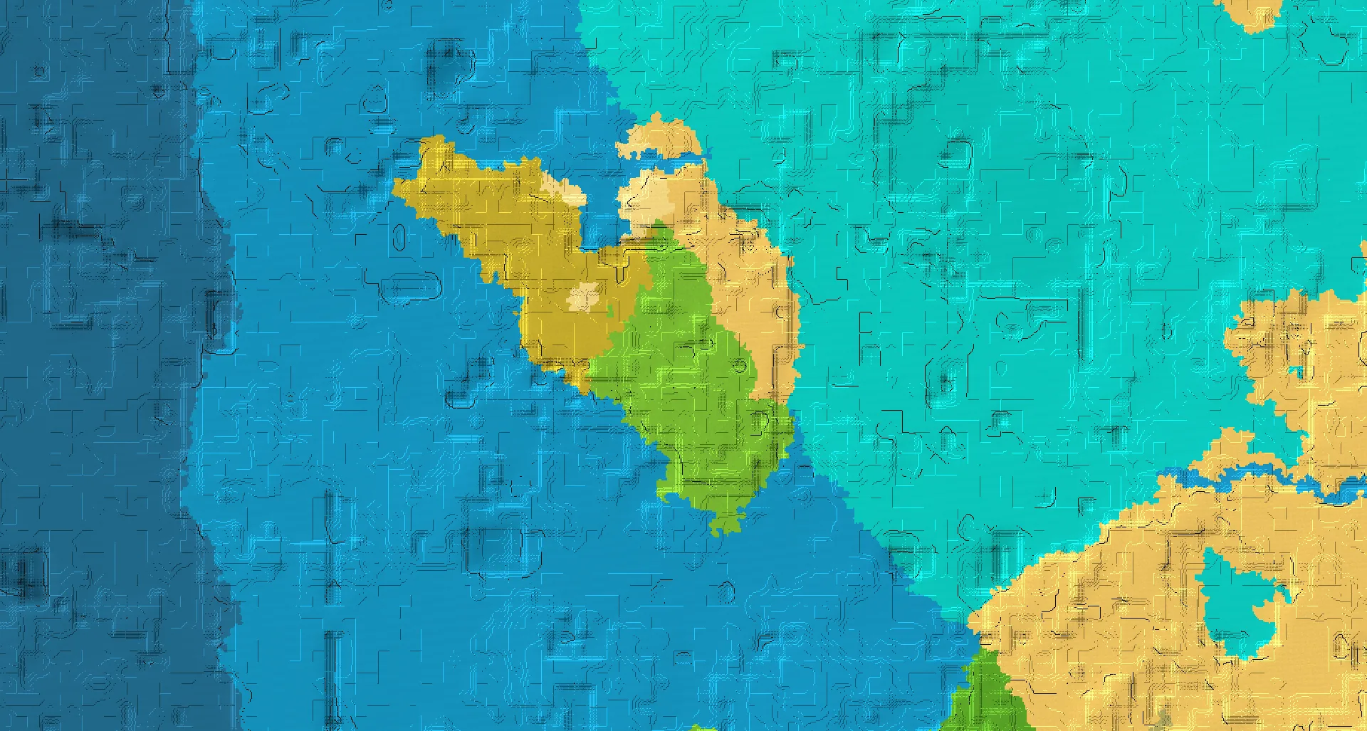 Seed map — Ocean-focused Savanna Start with a Village with Trial Chambers