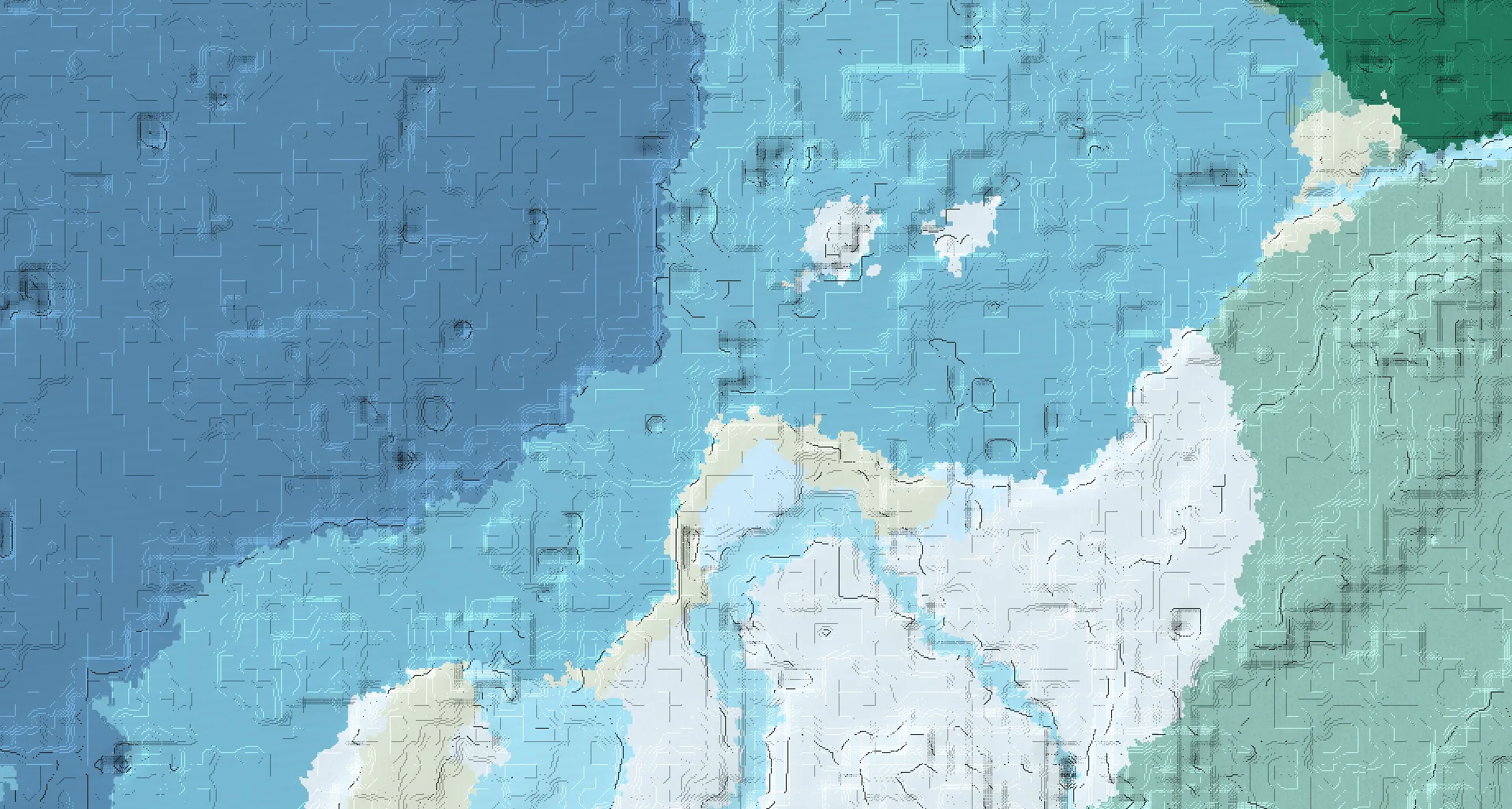 Seed map — Frozen Ocean Northeast of a Snowy Beach Start
