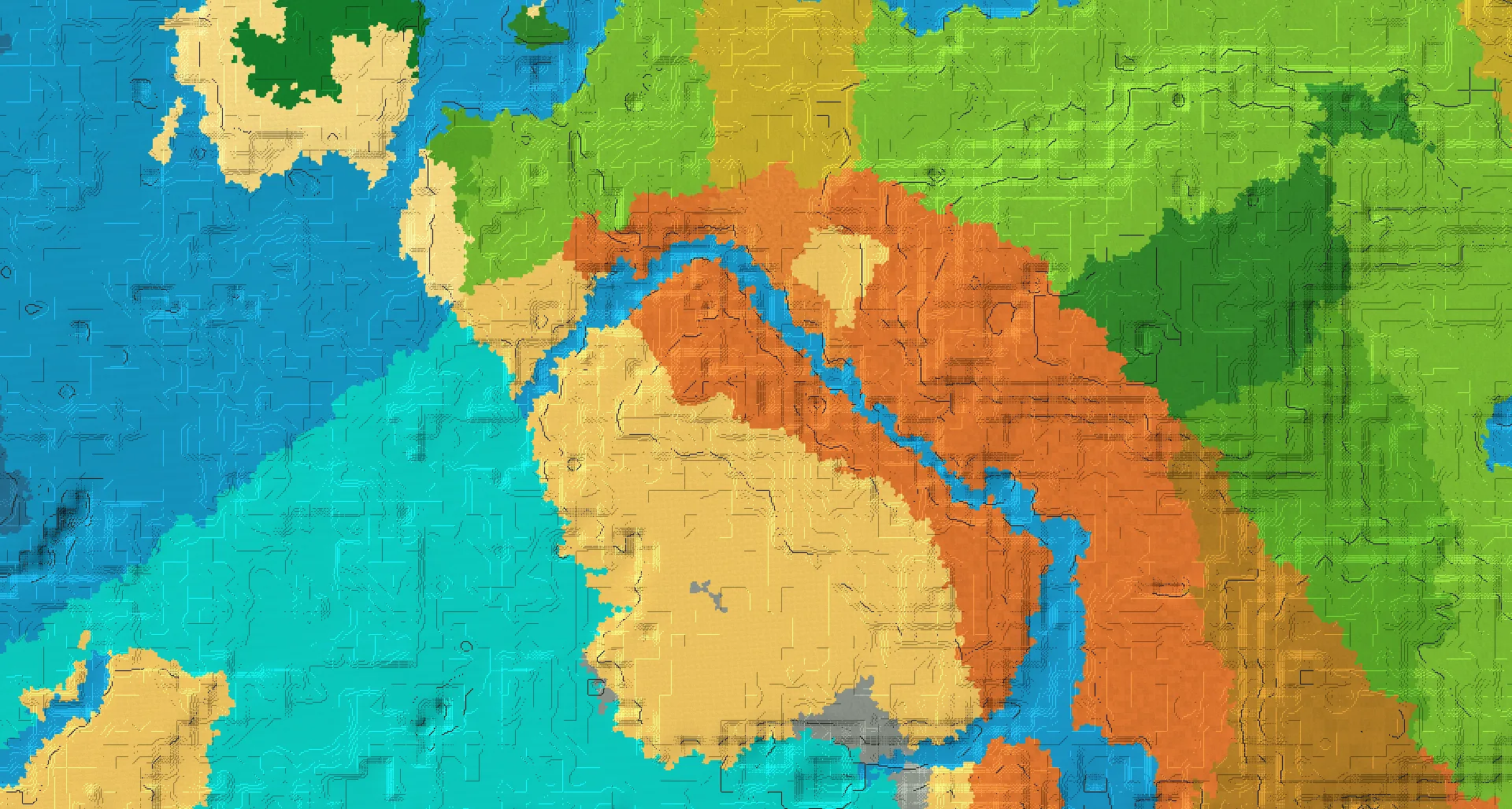 Seed map — Badlands North of a Desert Start with Village