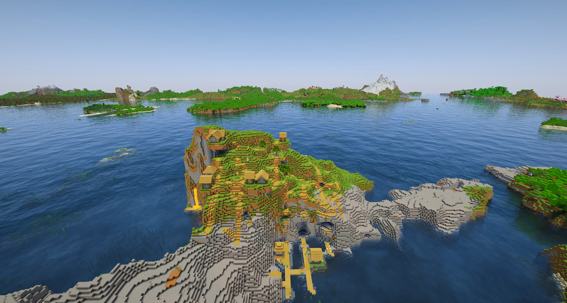 A plains village on top of a towering ocean cliff