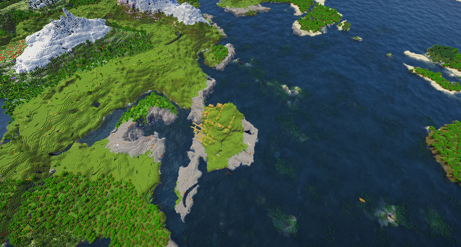 A plains village on top of a towering ocean cliff