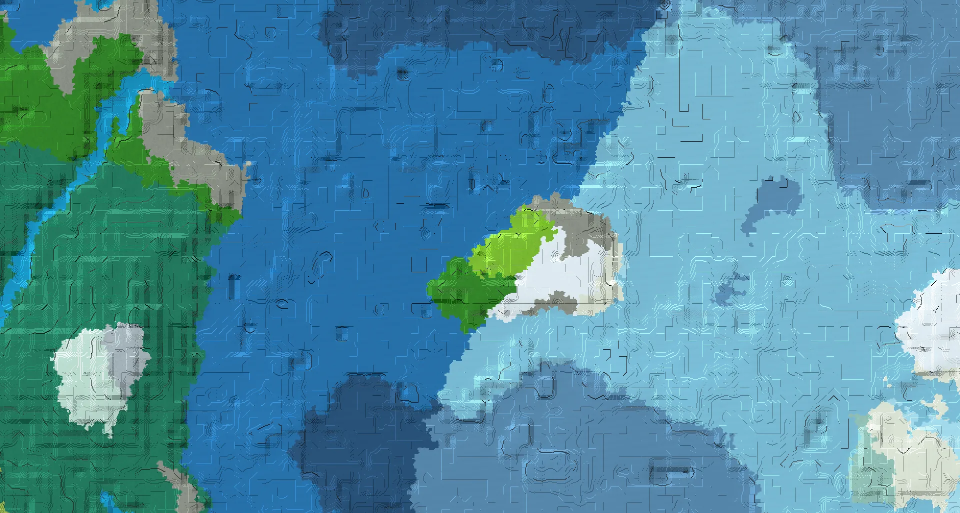 Seed map — Ocean-focused Snowy Plains Start with a Village