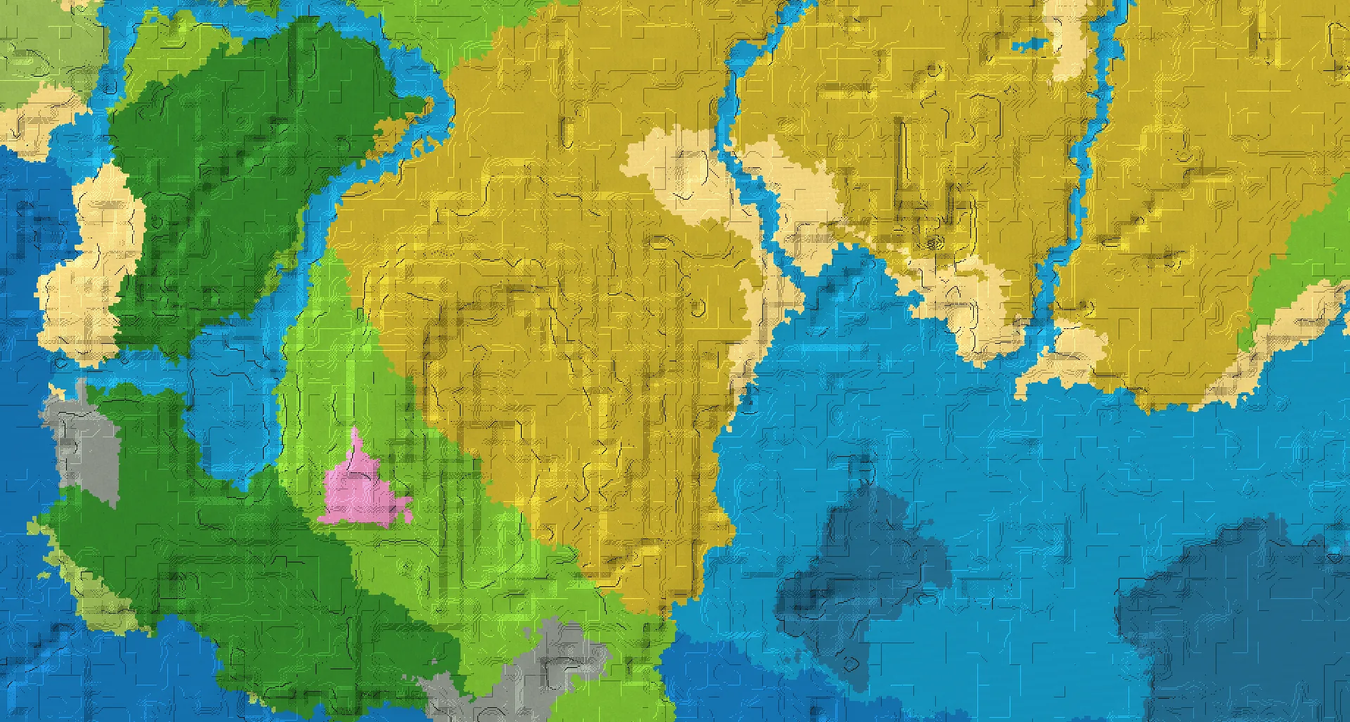 Seed map — Savanna Start with Village with Ocean Monument