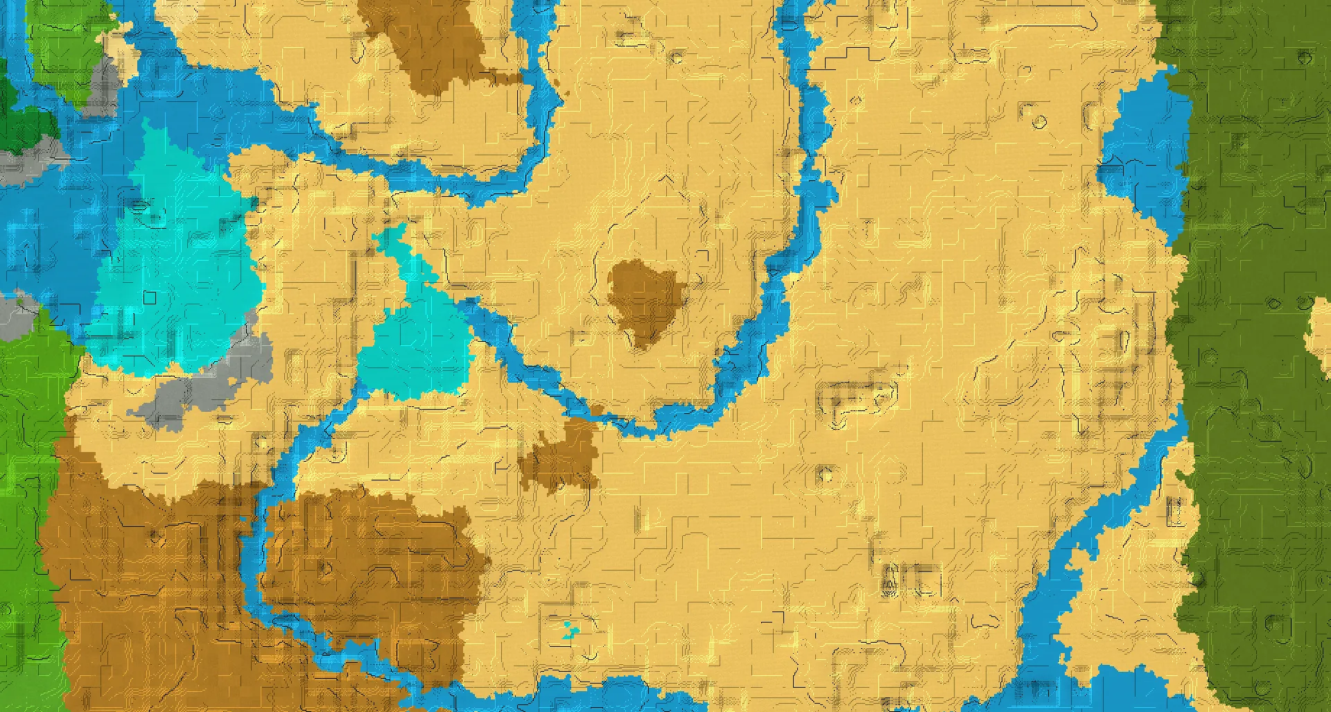 Seed map — Desert Start with Desert Temple at 0, 0 (Seed -2366074476335186817)