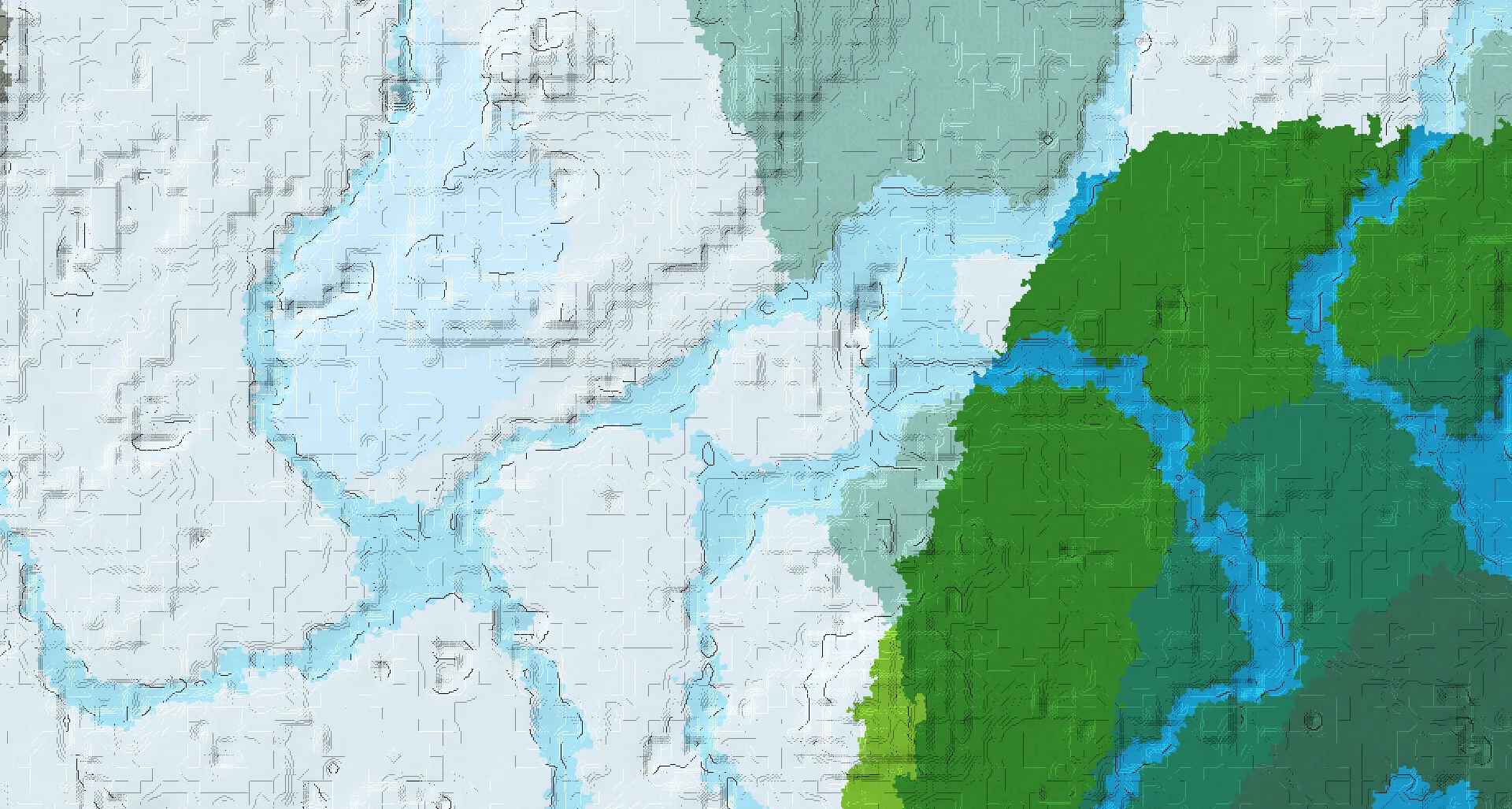 Seed map — 3 Villages near a Snowy Plains Start with Trial Chambers