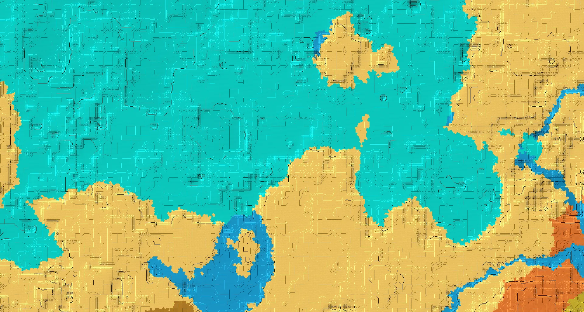Seed map — Warm Ocean Northwest of a Desert Start with Village