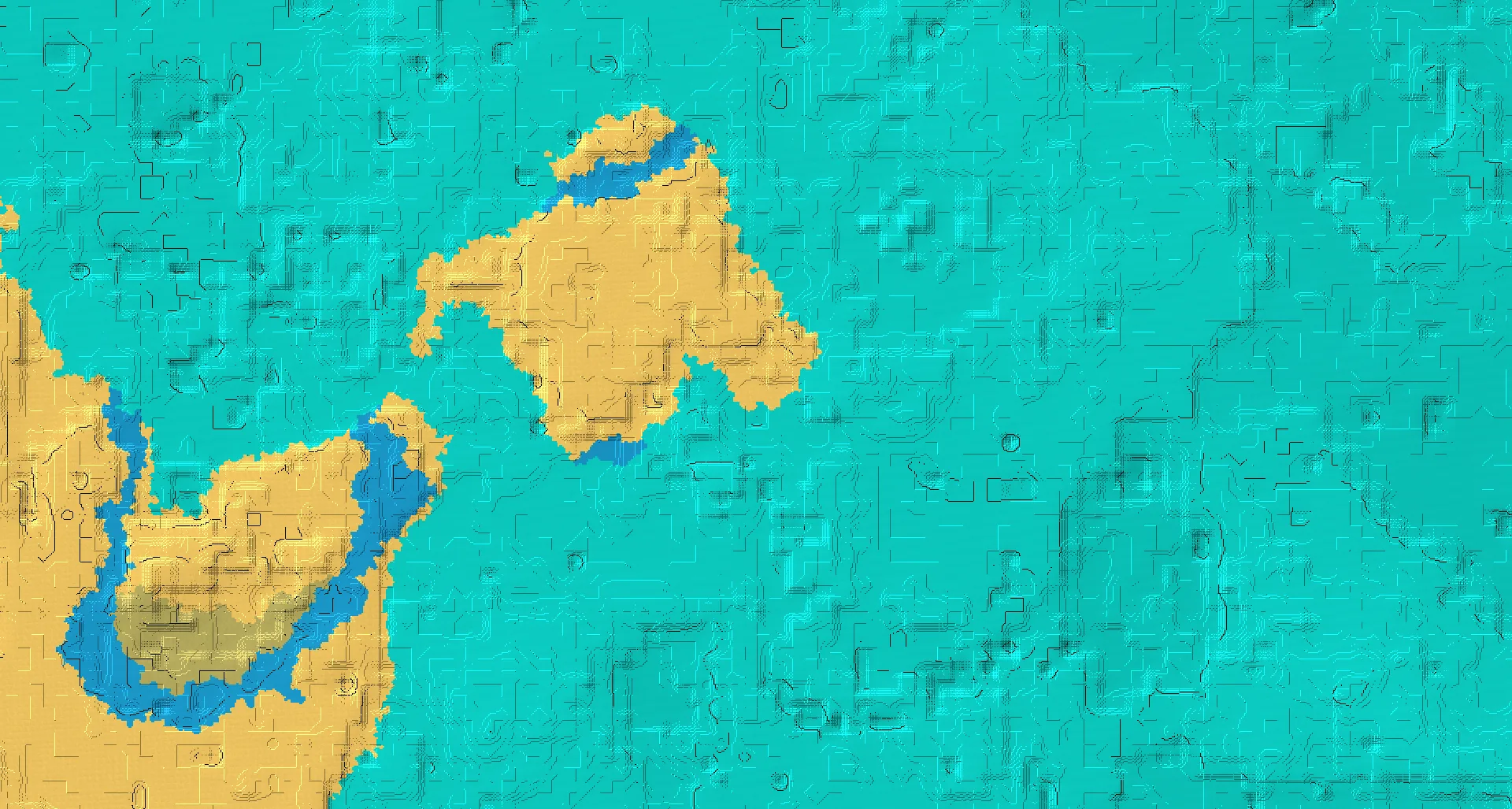 Seed map — Ocean-focused Desert Start with a Village at 96, 304