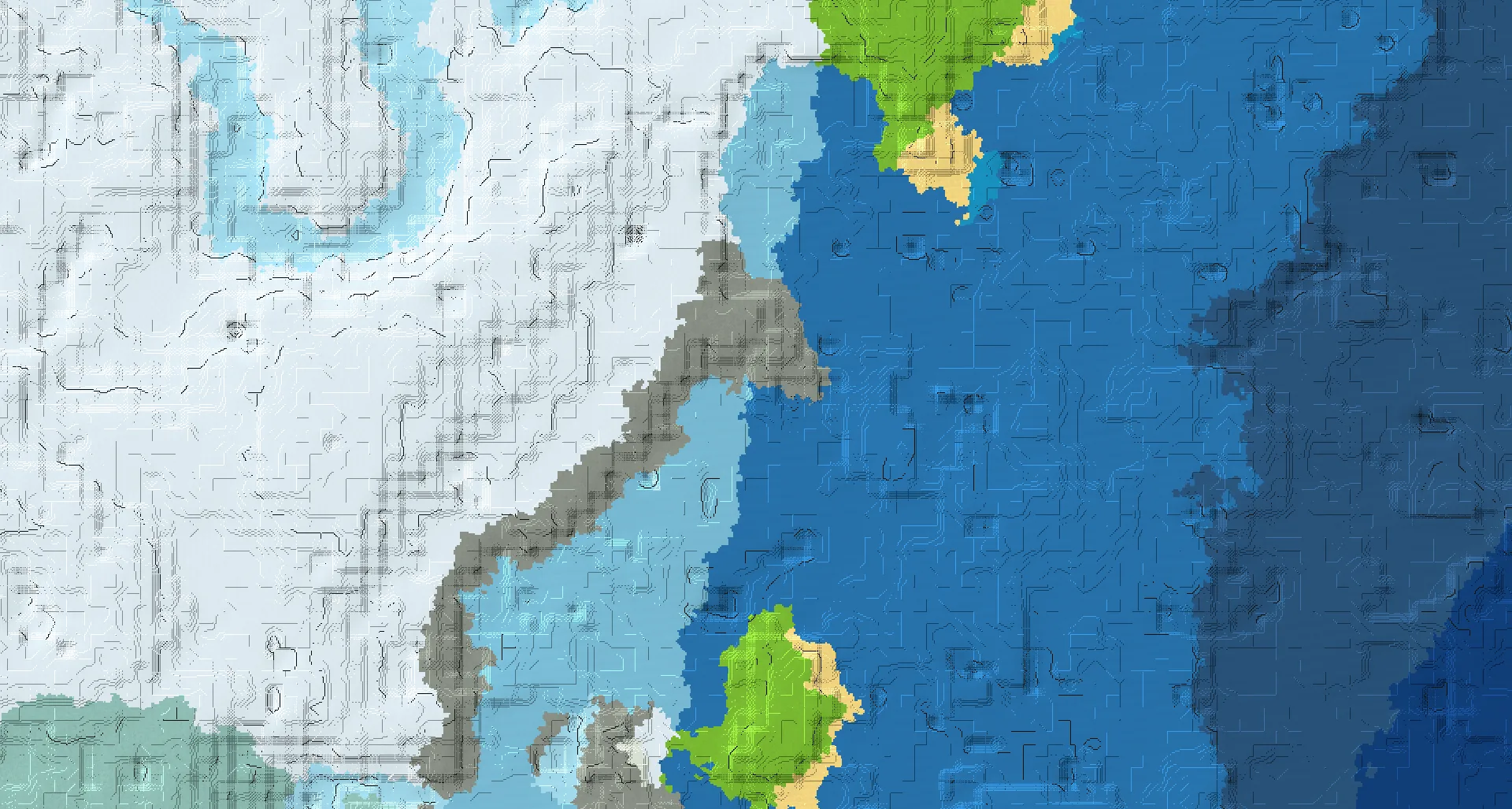 Seed map — Ocean Ruins East of a Snowy Plains Start