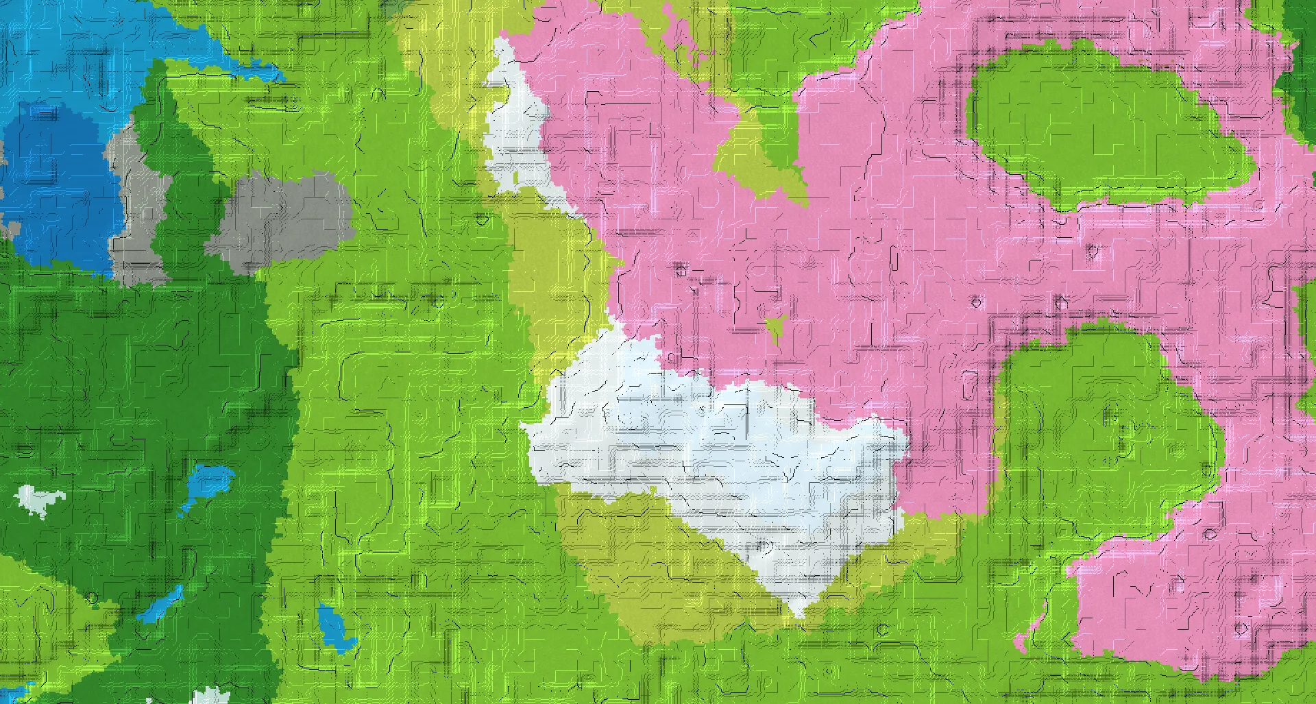 Seed map — Cherry Grove East of a Plains Start with Ruined Portal