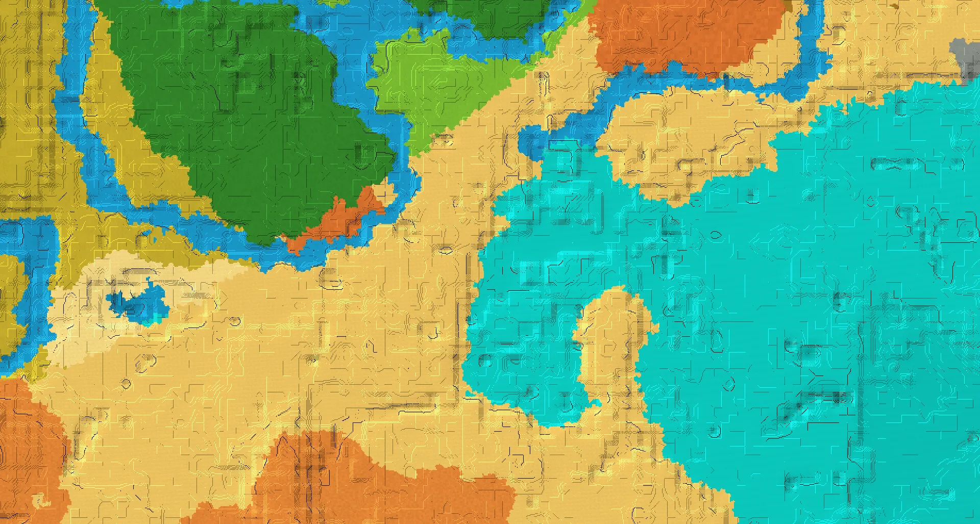 Seed map — Warm Ocean East of a Desert Start with Village