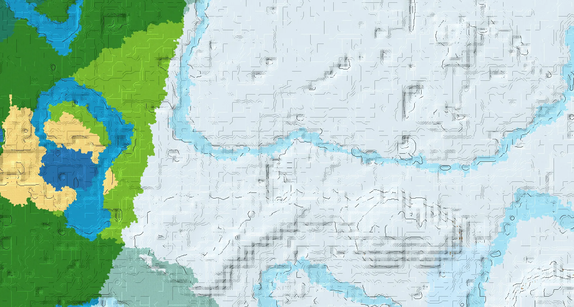 Seed map — Village South of the Snowy Plains Start with Ruined Portal