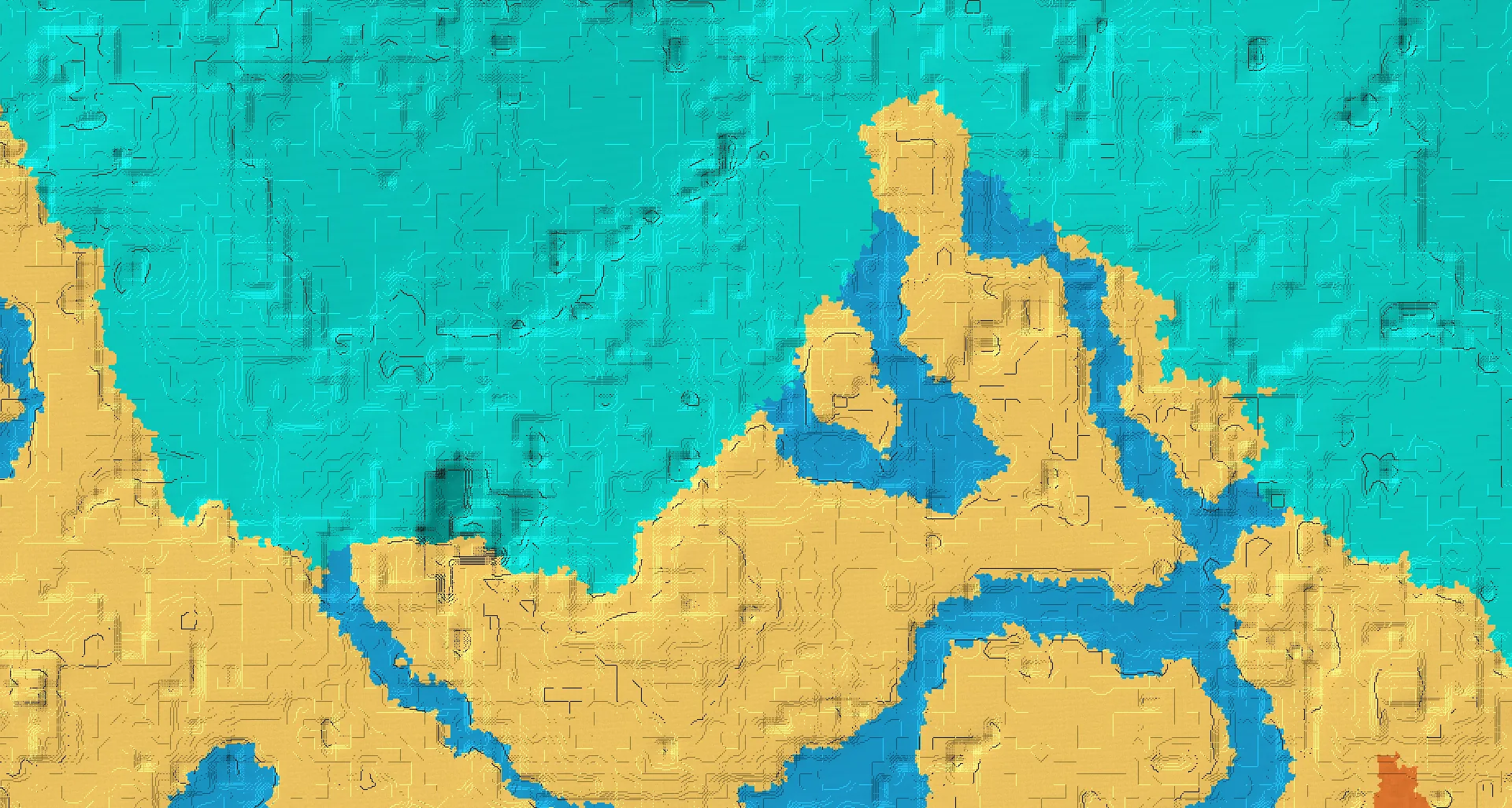 Seed map — Warm Ocean Northwest of a Desert Start at -132, 76