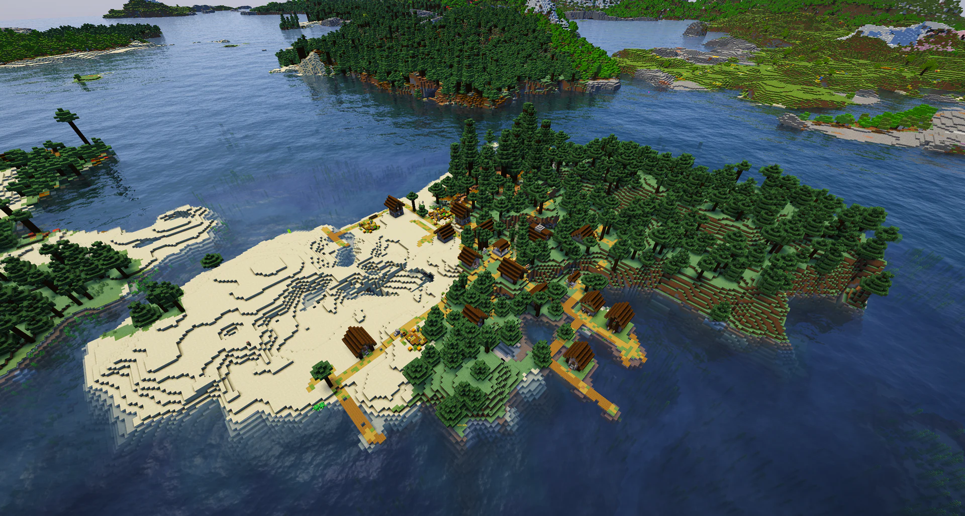 Two taiga villages on twin islands