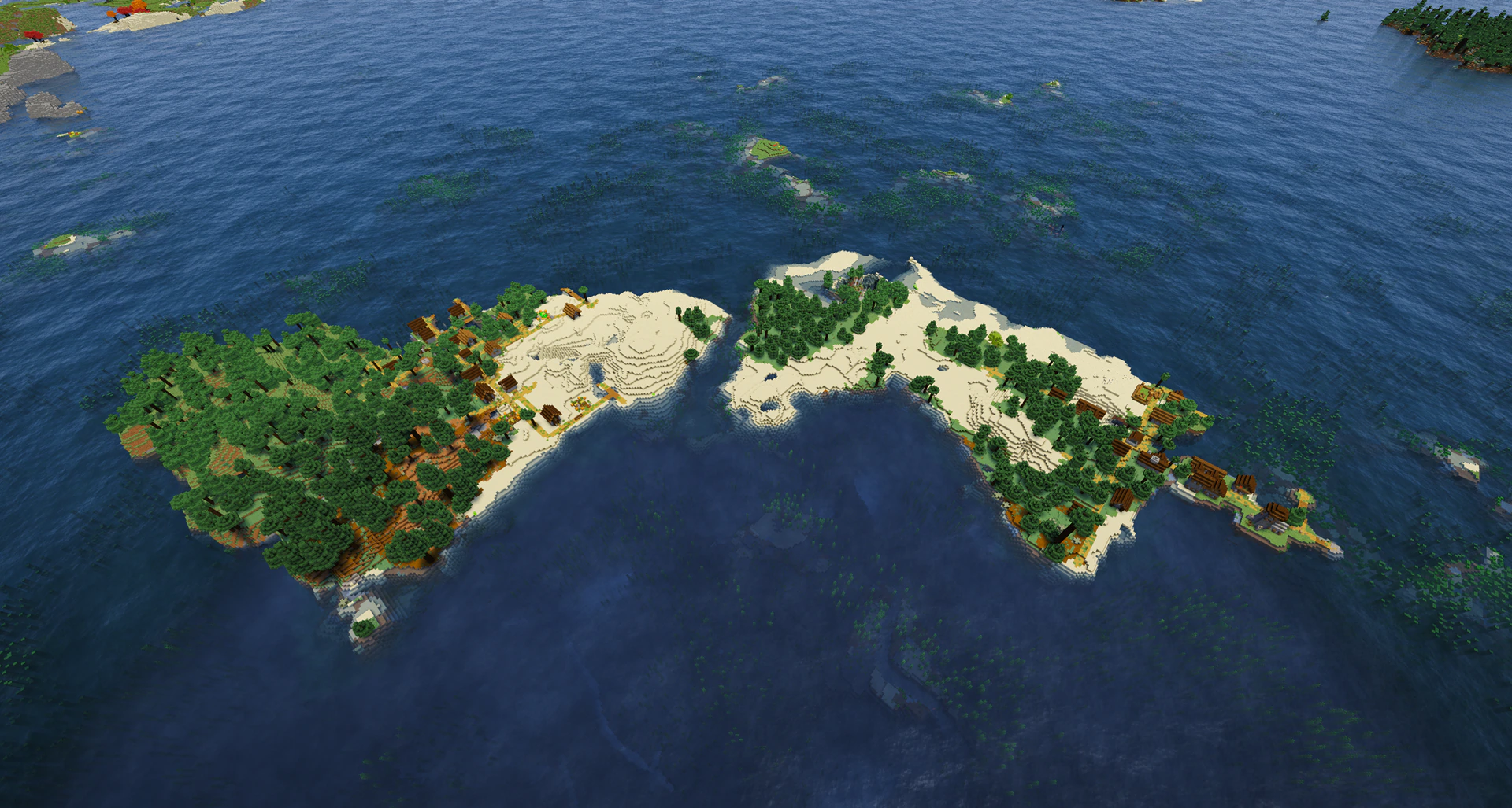 Two taiga villages on twin islands