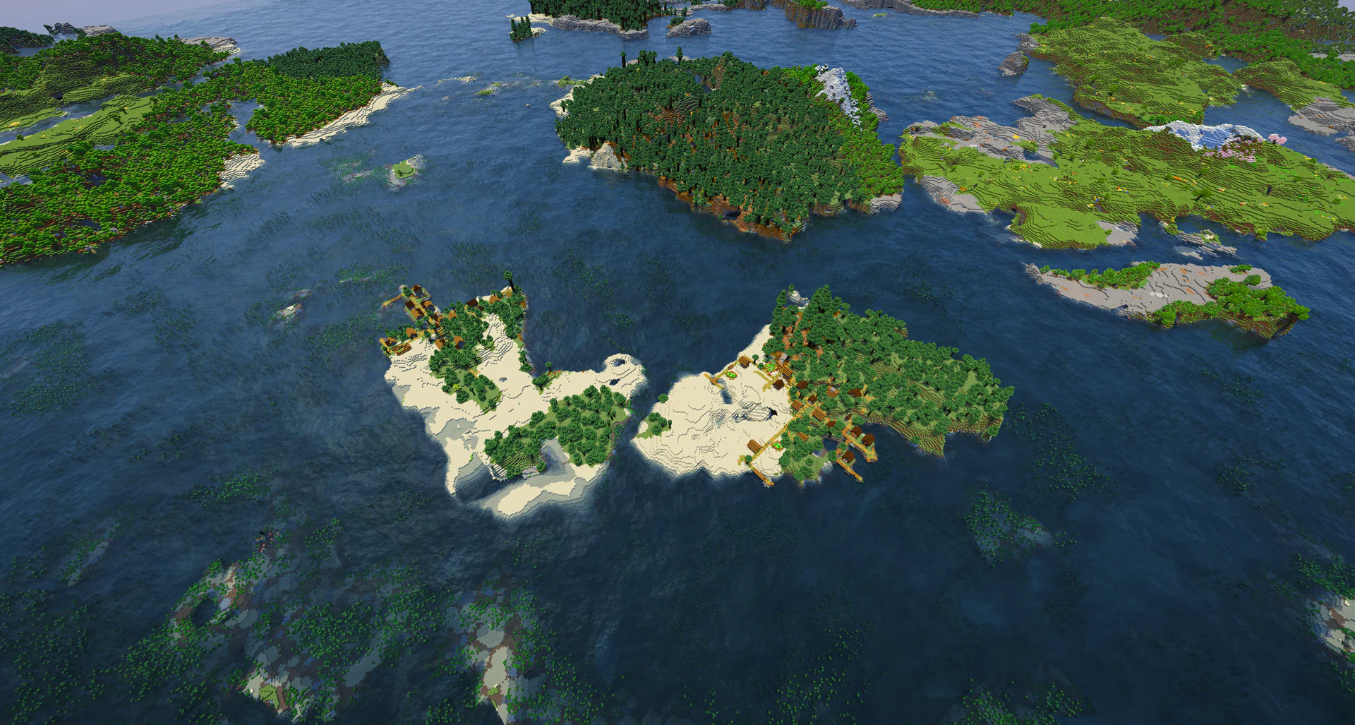 Two taiga villages on twin islands