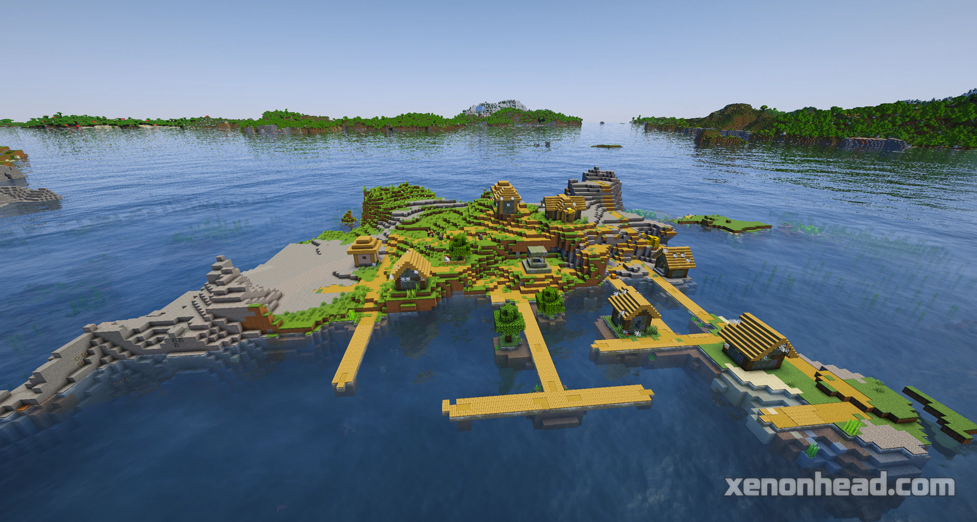 A spooky zombie village completely isolated on a small ocean island