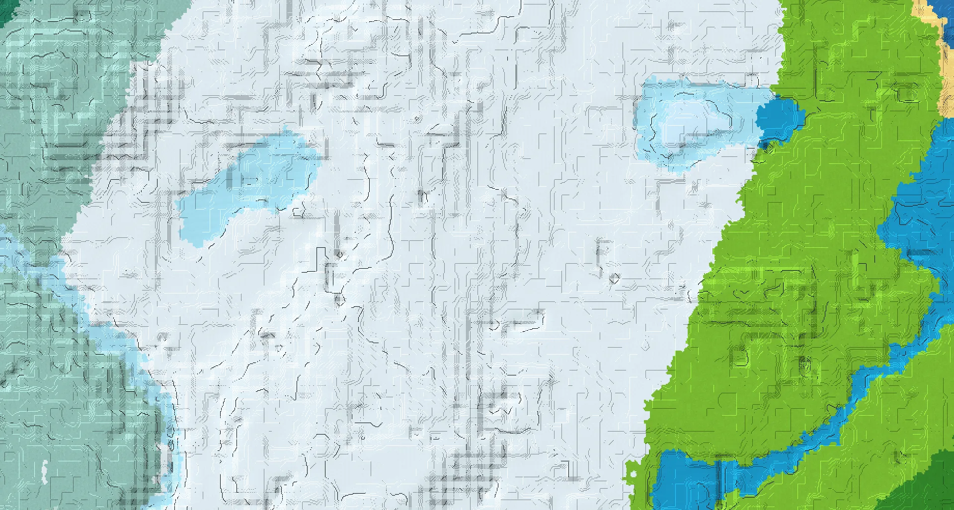 Seed map — Snowy Plains Start with Trial Chambers at -8, -8 (Seed -4065370234975494642)