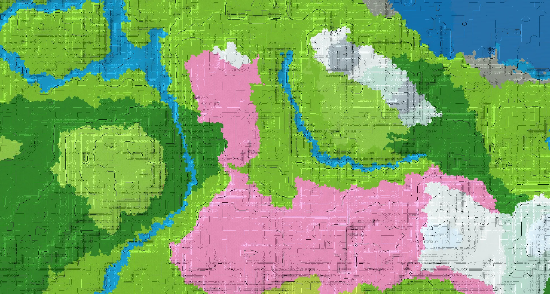 Seed map — Cherry Grove and Village from Plains with Pillager Outpost