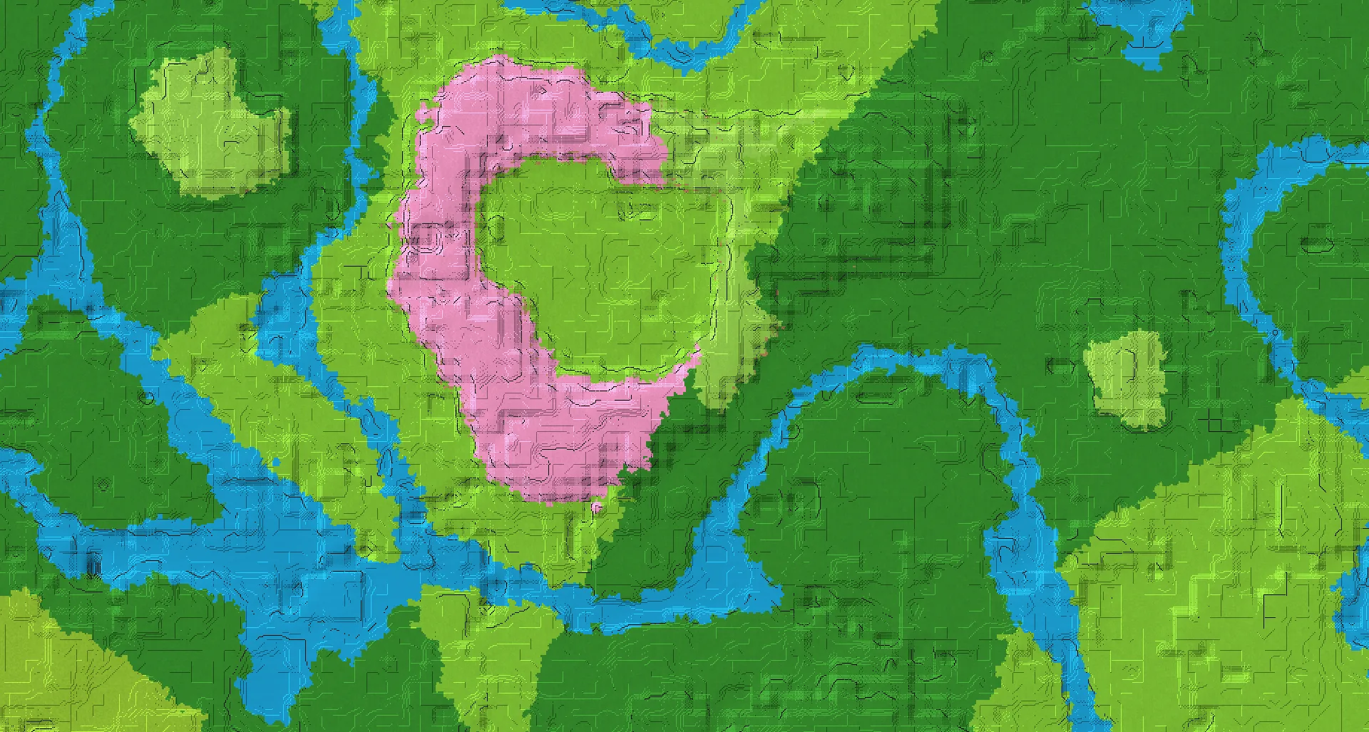 Seed map — Cherry grove arc surrounding a plains caldera