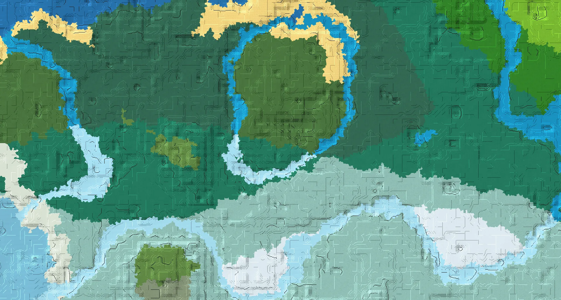 Seed map — Taiga Start with Trial Chambers at 0, 0 (Seed -494490217690142348)