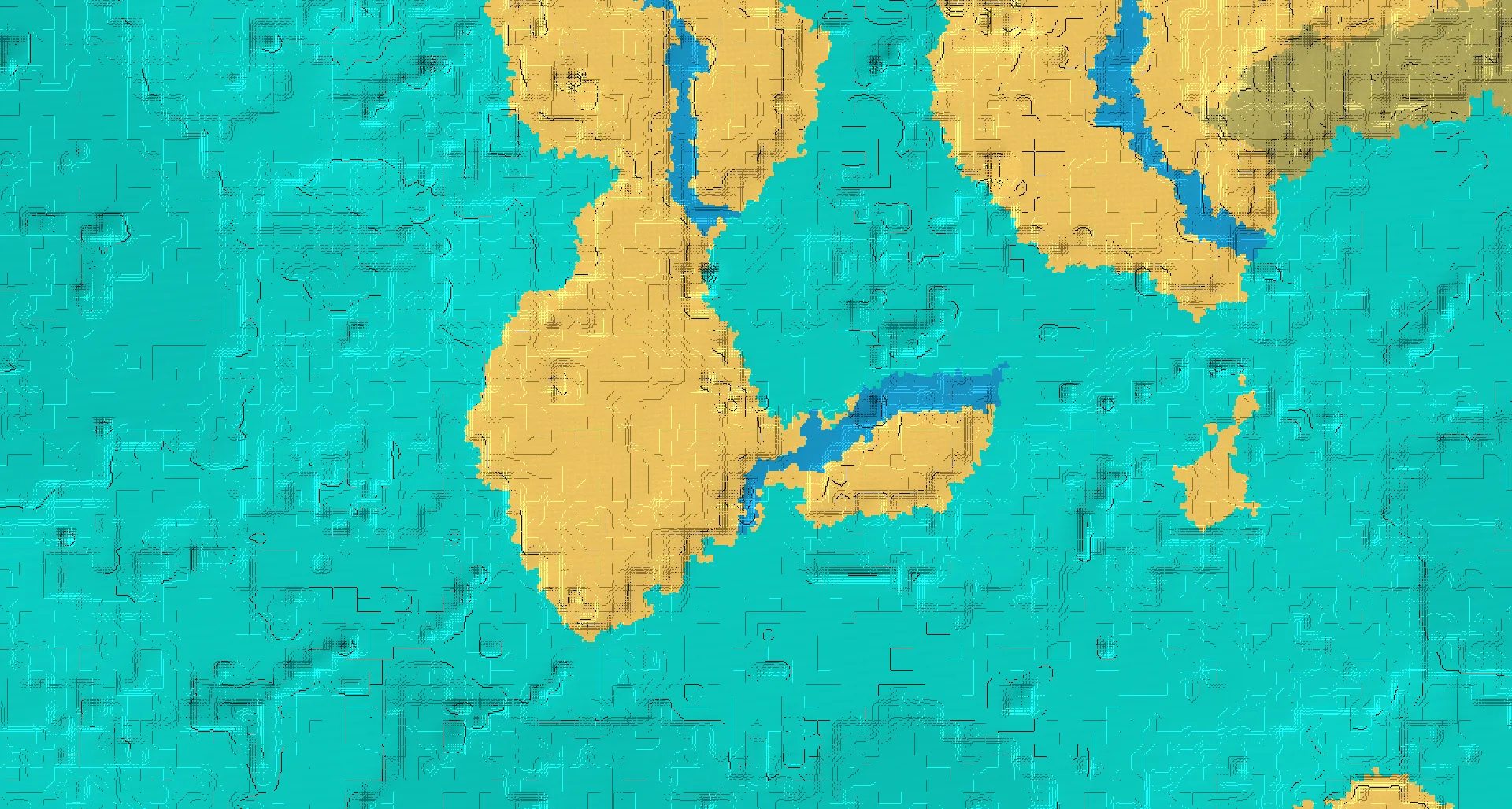 Seed map — Ocean-focused Desert Start with a Village with Woodland Mansion