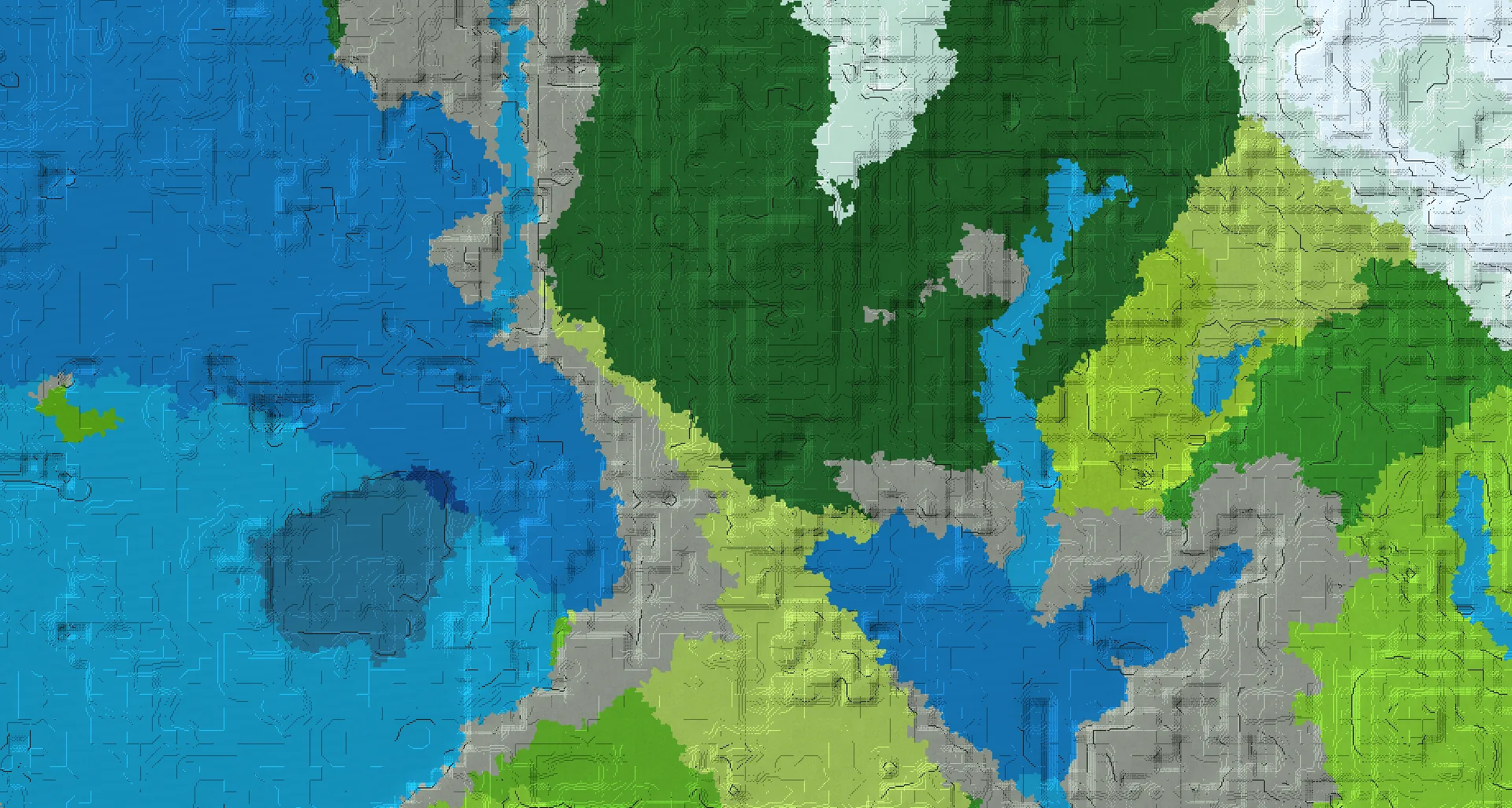 Seed map — Lush Caves Southeast of a Dark Forest Start at 16, 16