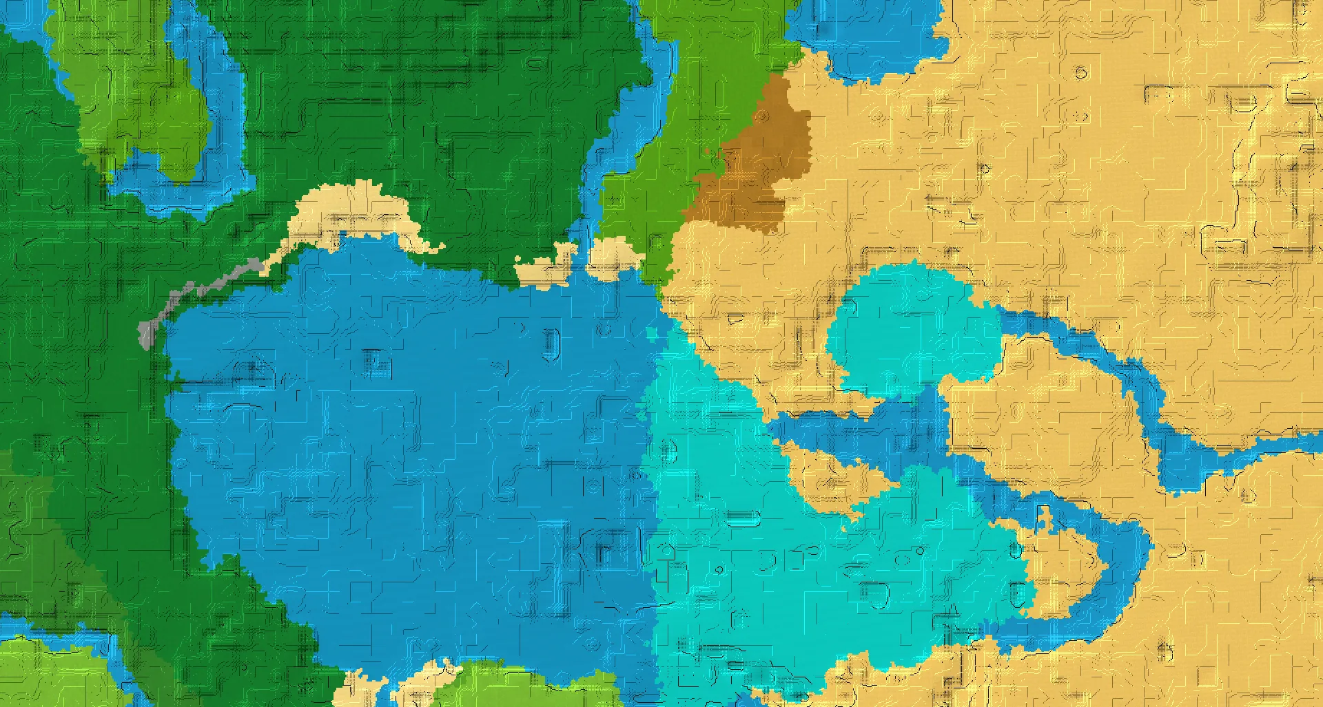 Seed map — Warm Ocean South of a Desert Start at 12, 12