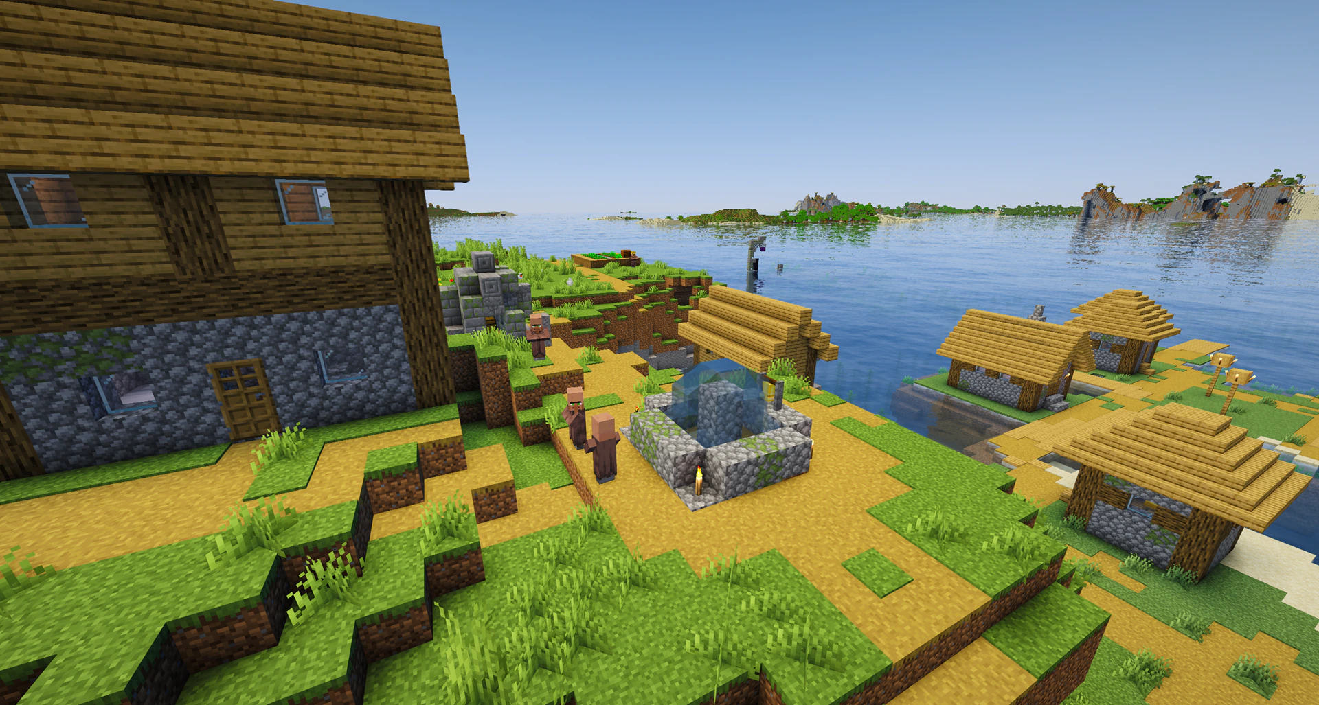 Survival island village with ocean ruins & portal