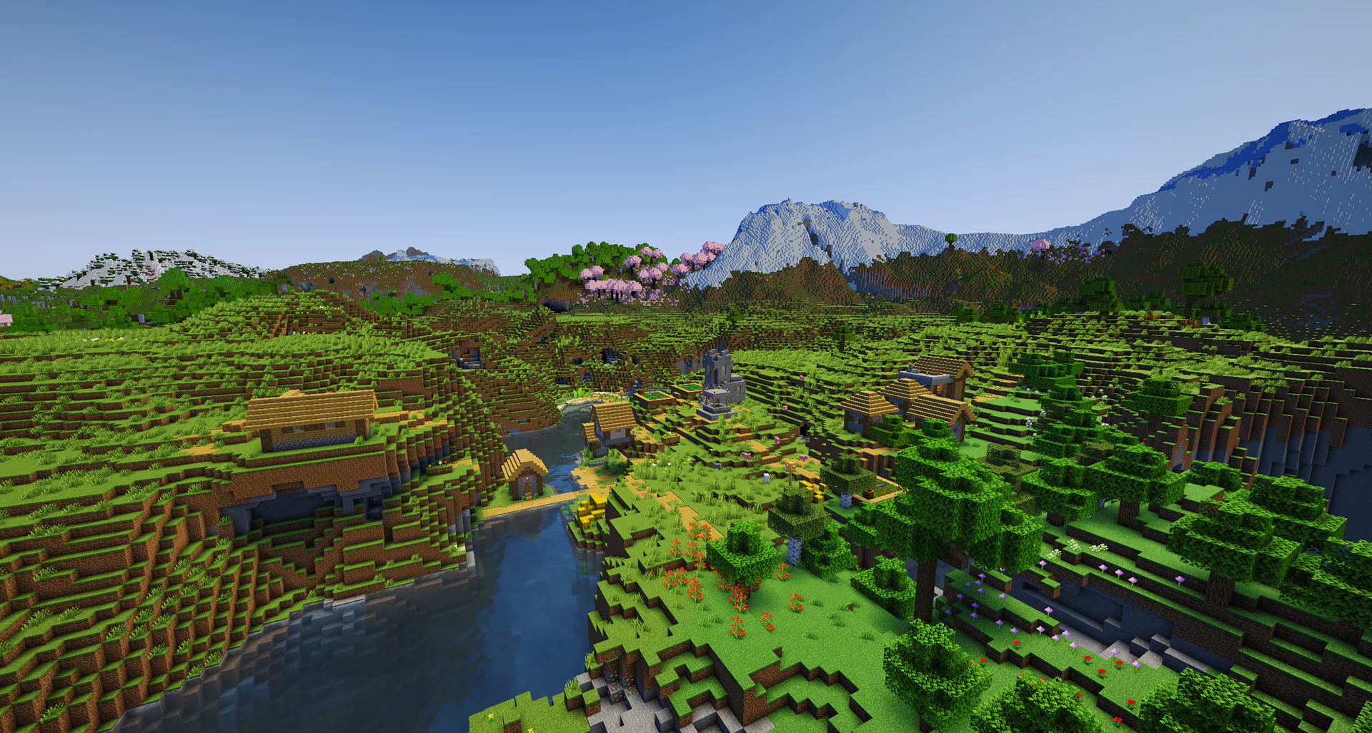 Survival island village with ocean ruins & portal