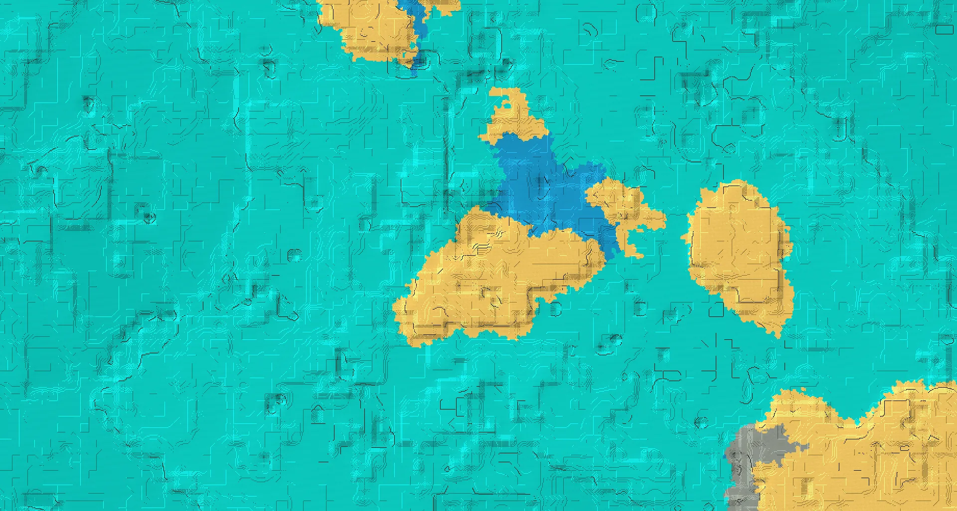 Seed map — Ocean-focused Desert Start with a Village with Trial Chambers