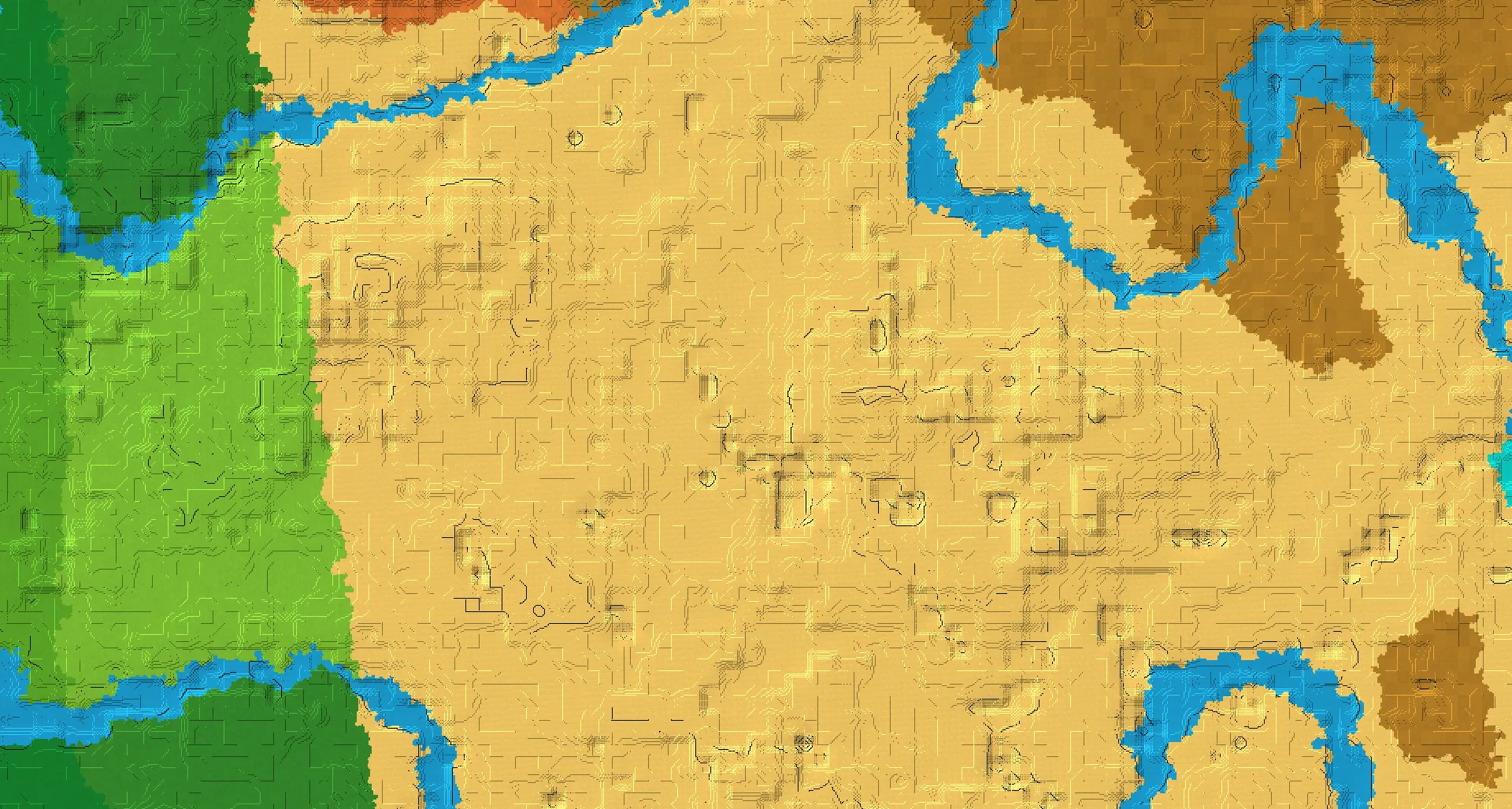 Seed map — Desert Temple Southwest of a Wooded Badlands Start