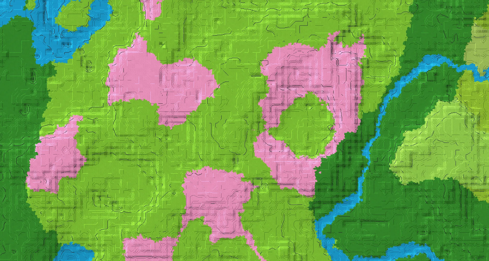 Seed map — Pillager Outpost South of a Plains Start at 96, 240