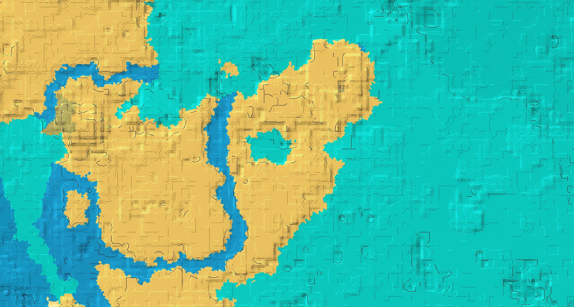 Seed map — Ocean-focused Desert Start with a Village at -464, 32