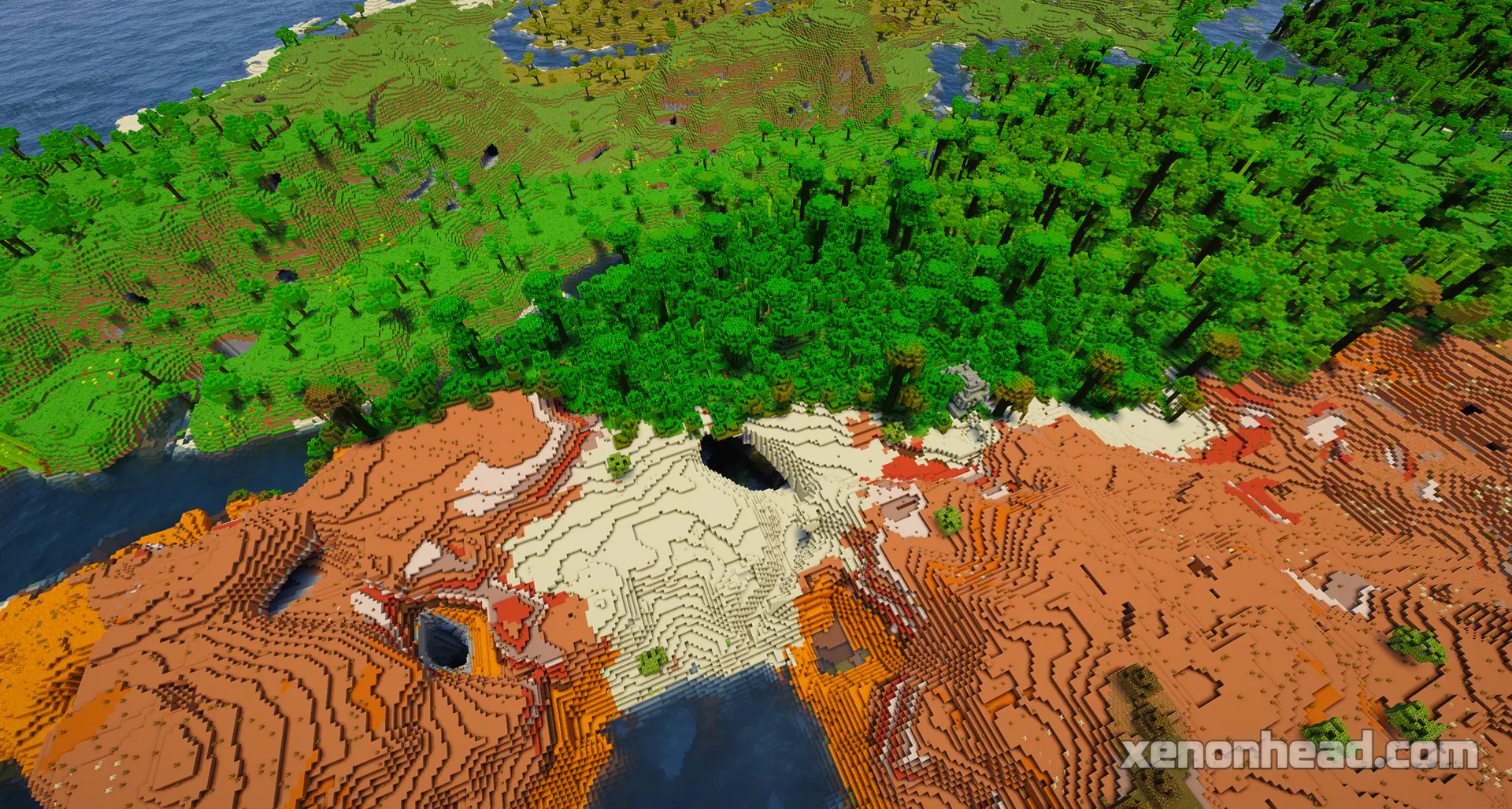 A secret desert village spawned completely inside a glowing lush cave system