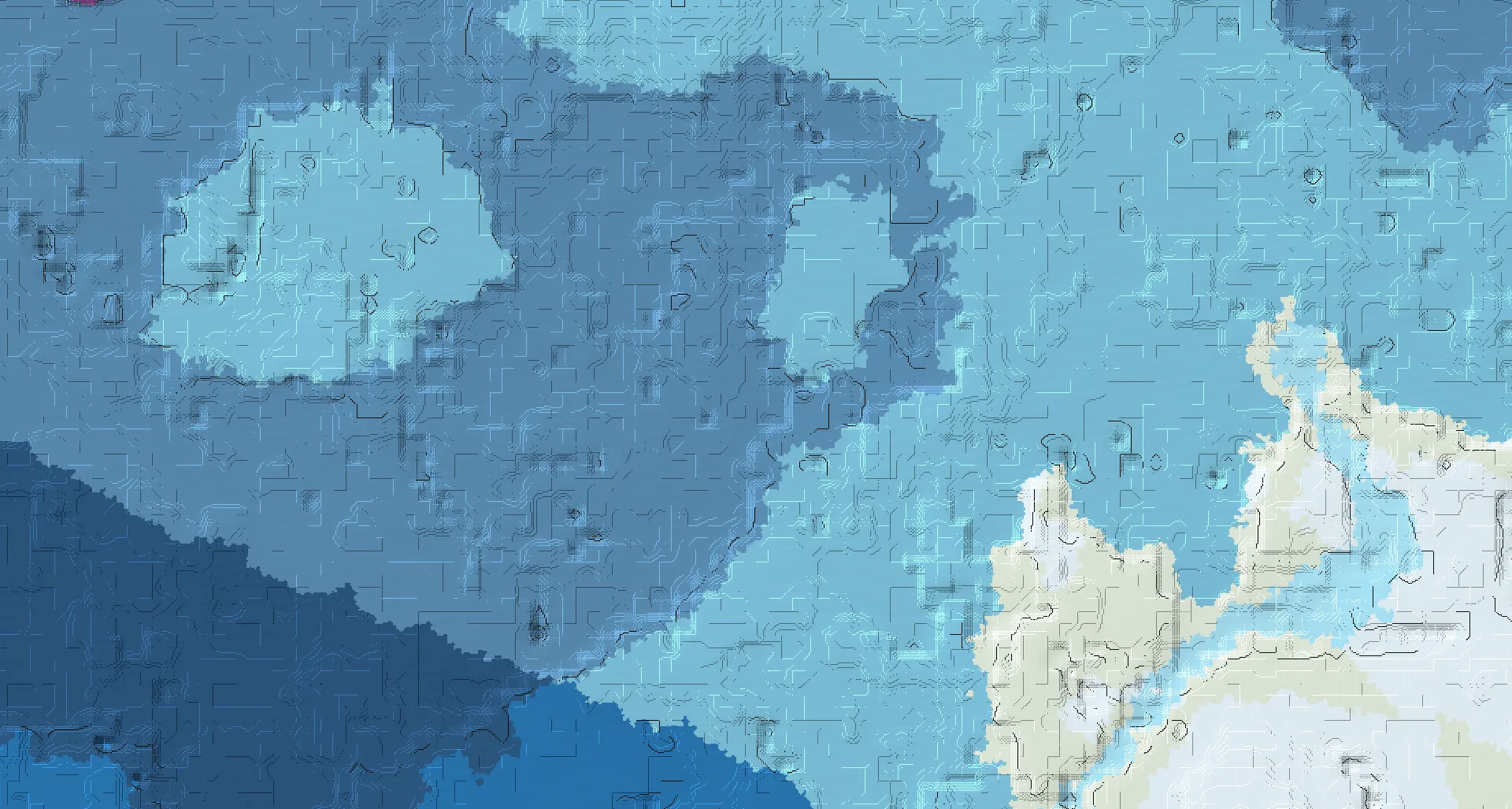 Seed map — Ocean Monument Northwest of a Snowy Plains Start with Trial Chambers