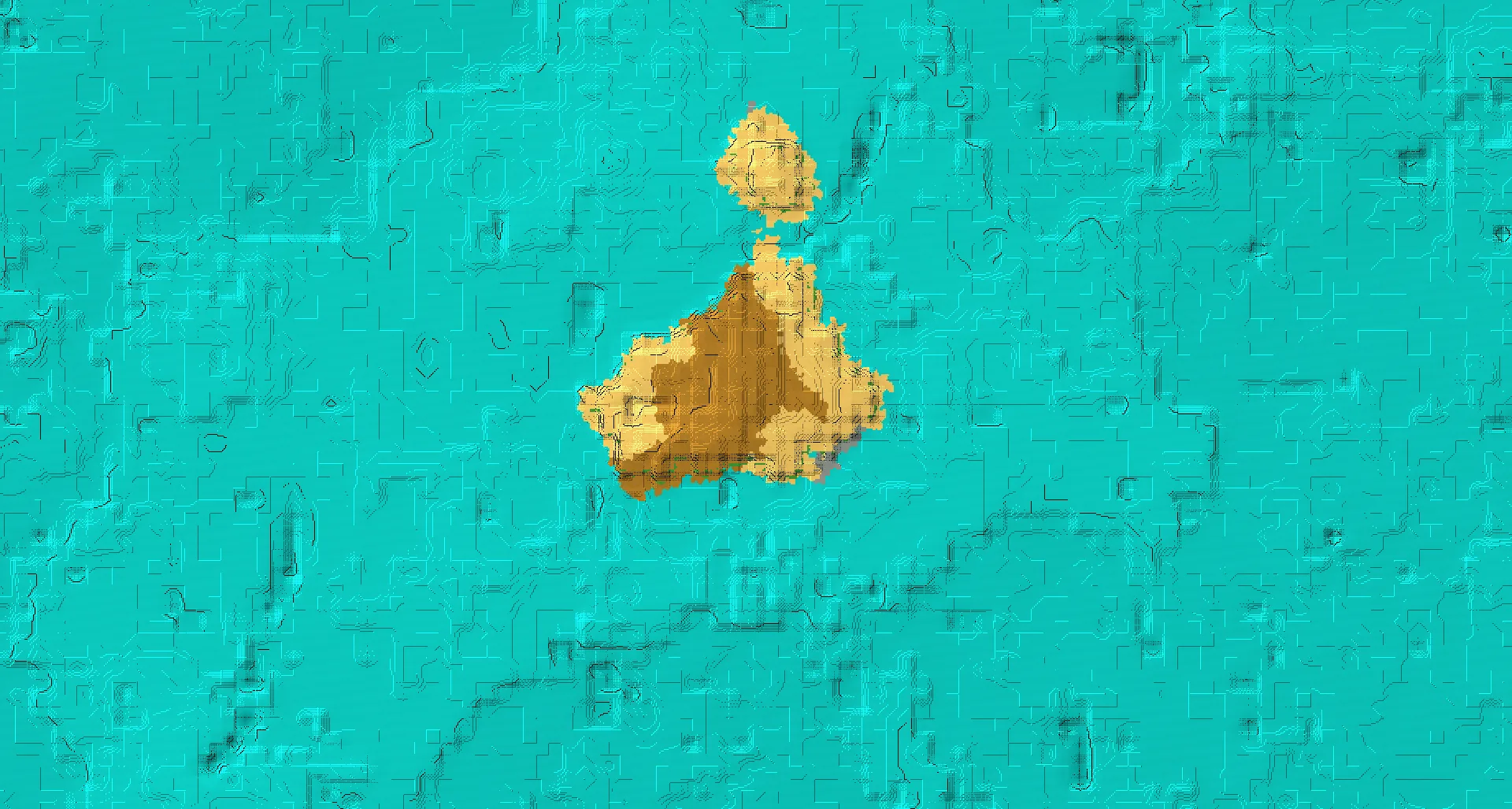 Seed map — Dual badlands desert cliff and lush cave islands