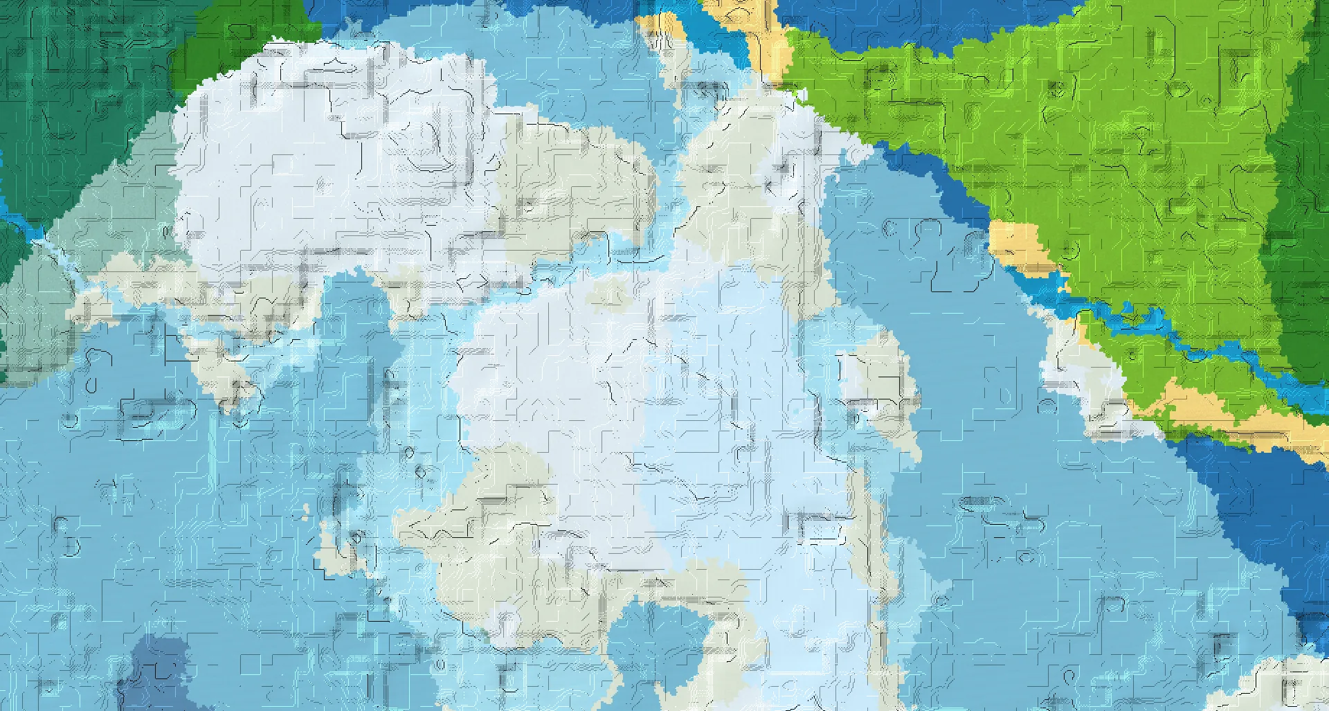 Seed map — Ice Spikes Southeast of a Snowy Plains Start with Ruined Portal