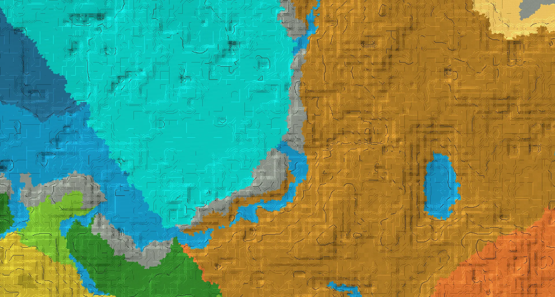Seed map — Warm Ocean Northwest of a Wooded Badlands Start