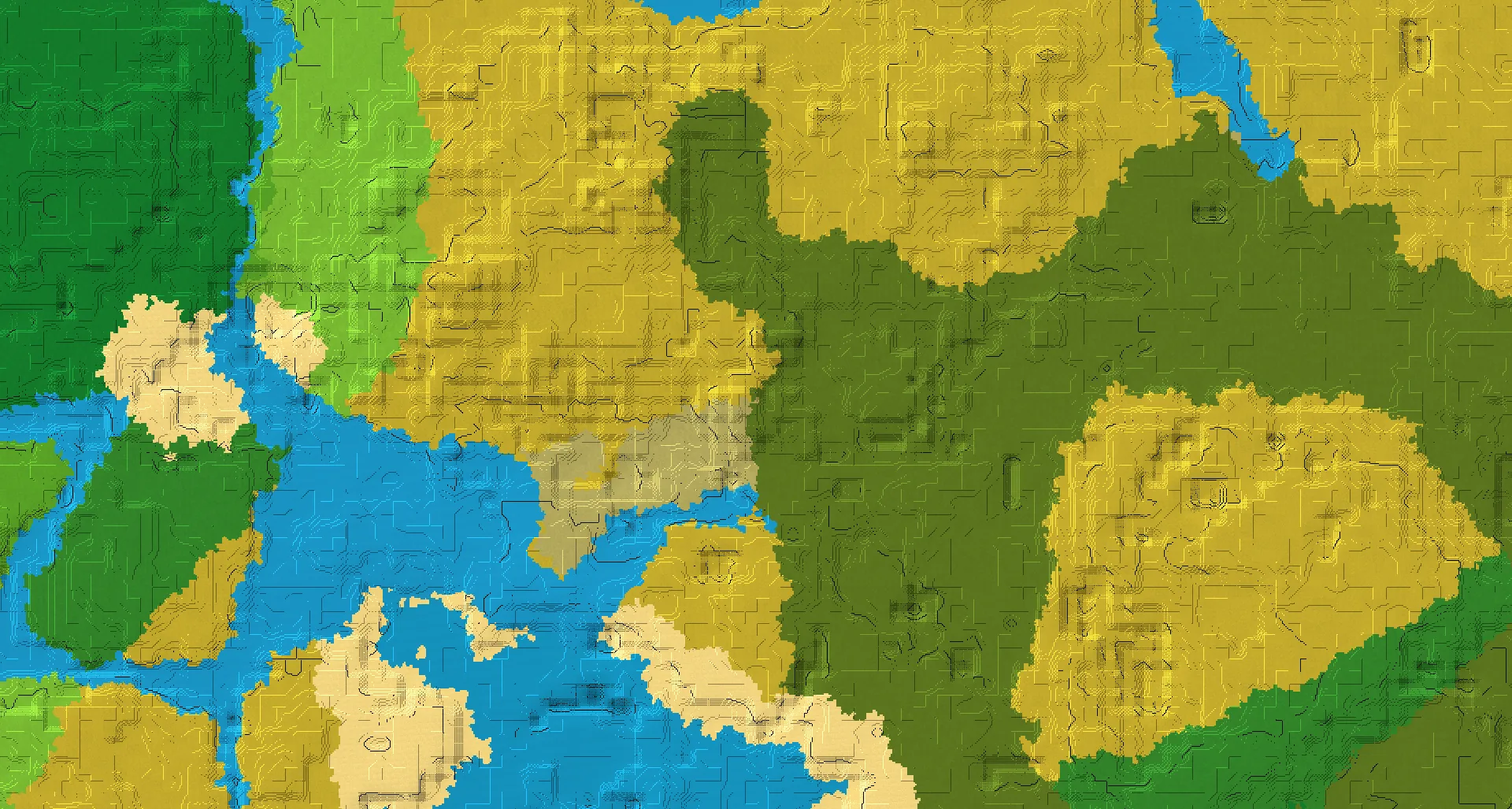 Seed map — Mangrove Swamp East of a Savanna Start with Ruined Portal