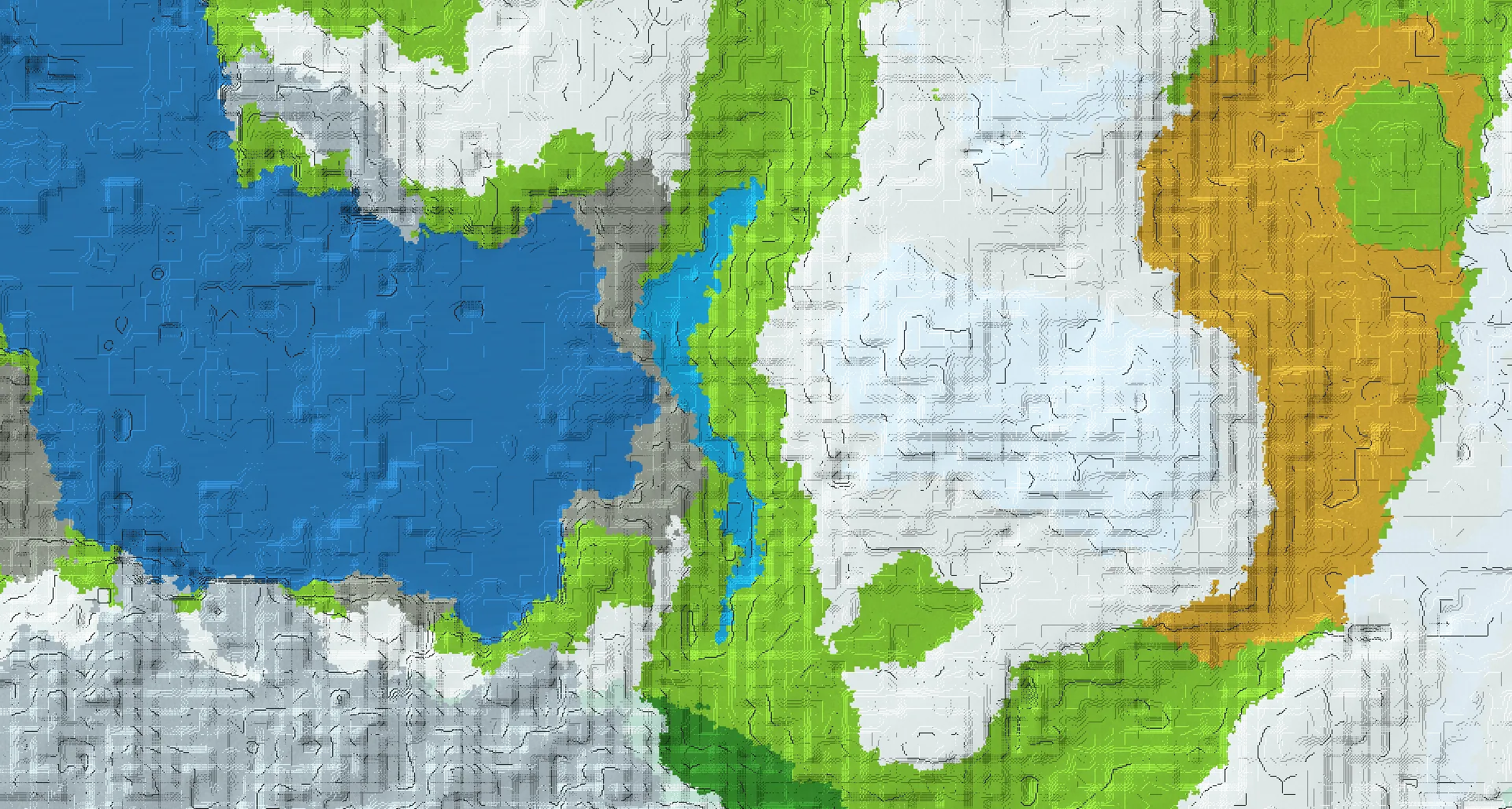 Seed map — Huge mountain range around an ocean