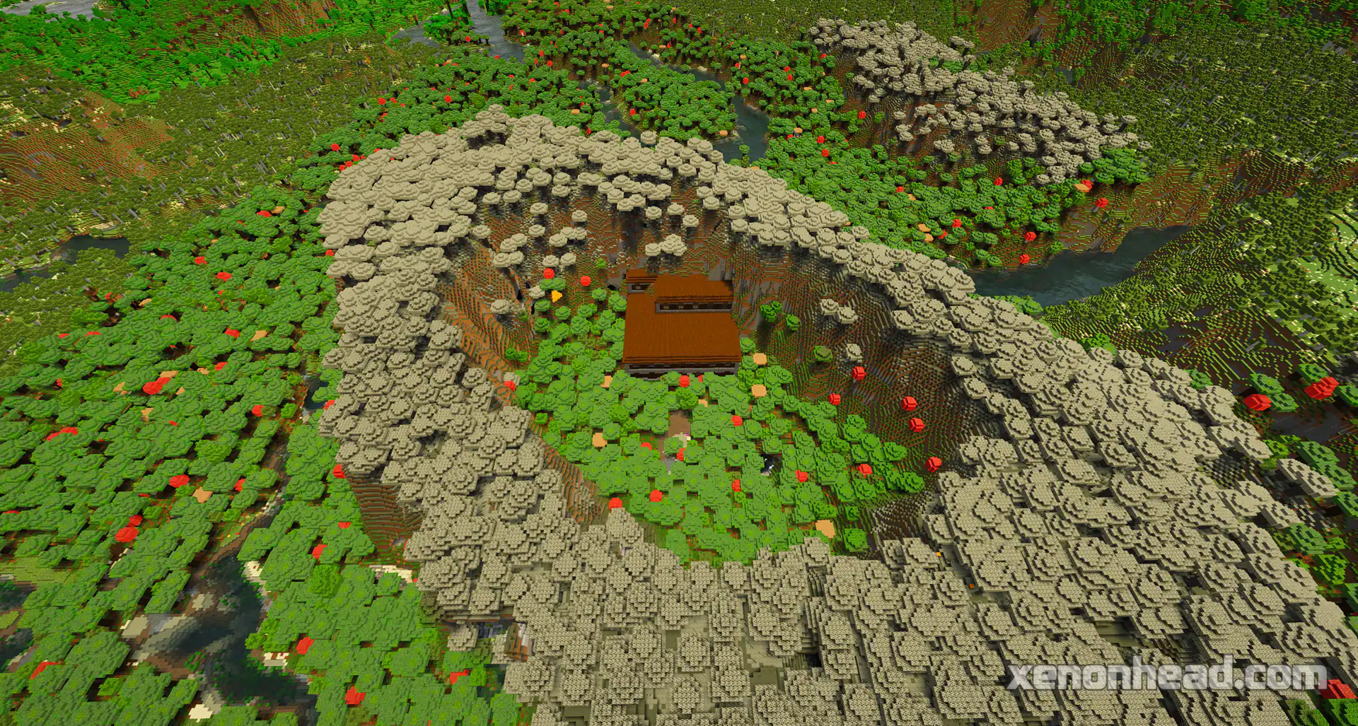 Woodland mansion hidden in pale garden crater