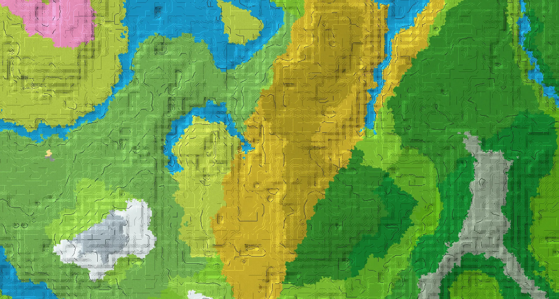 Seed map — Cherry Grove and Village from Sunflower Plains at 352, 176