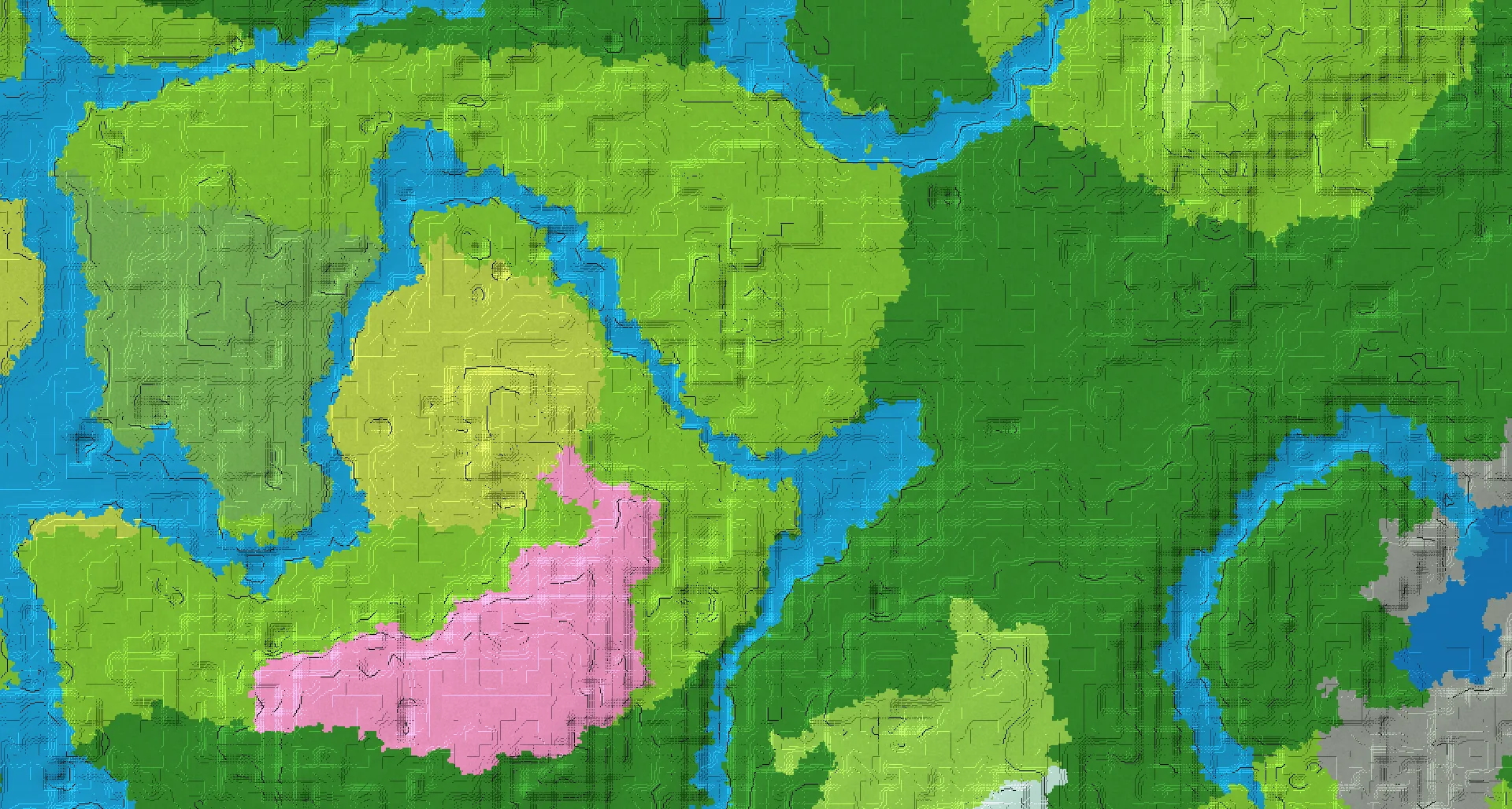 Seed map — Cherry Grove and Village from Sunflower Plains with Ruined Portal
