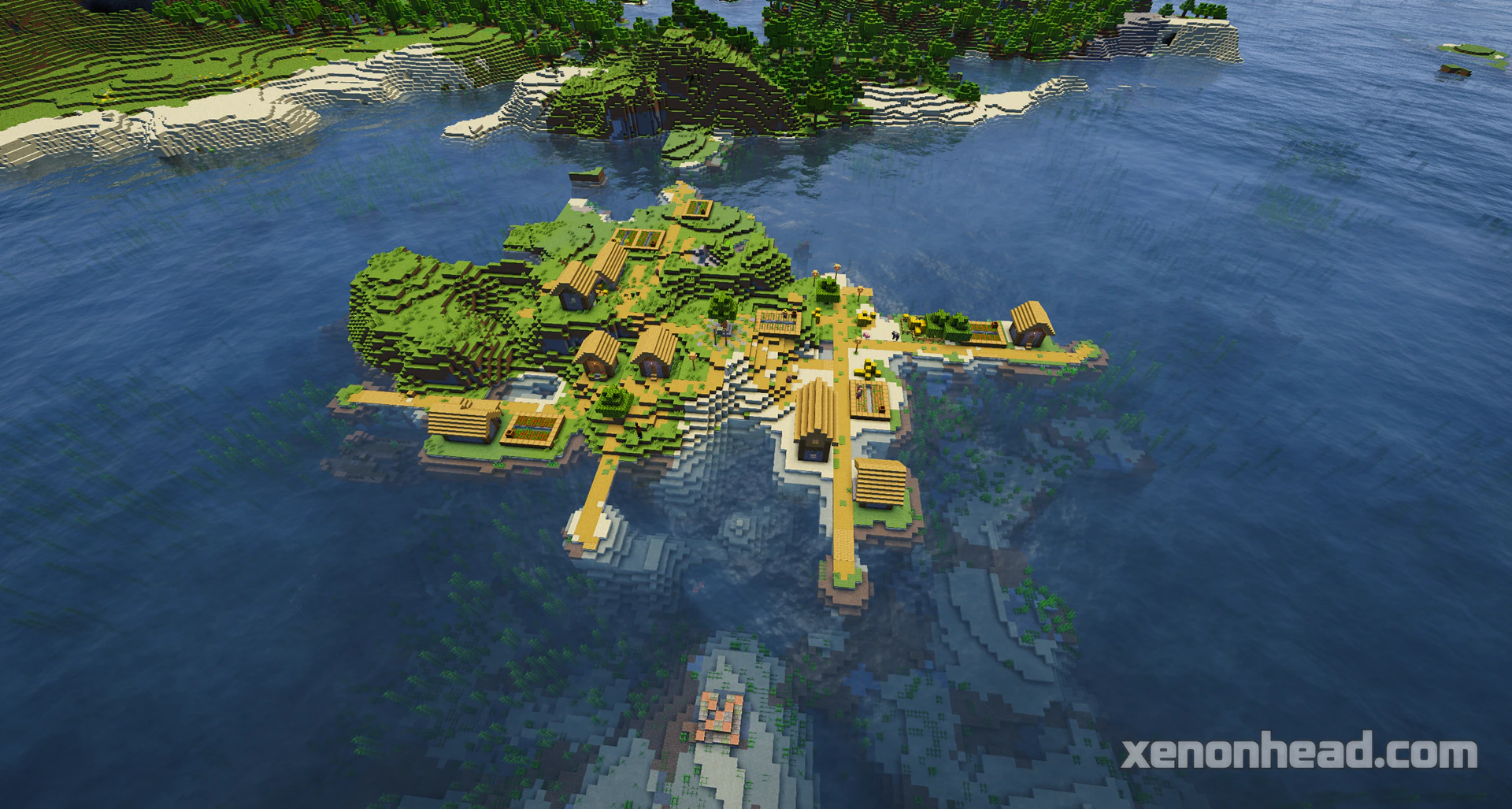 Coastal island village near mainland