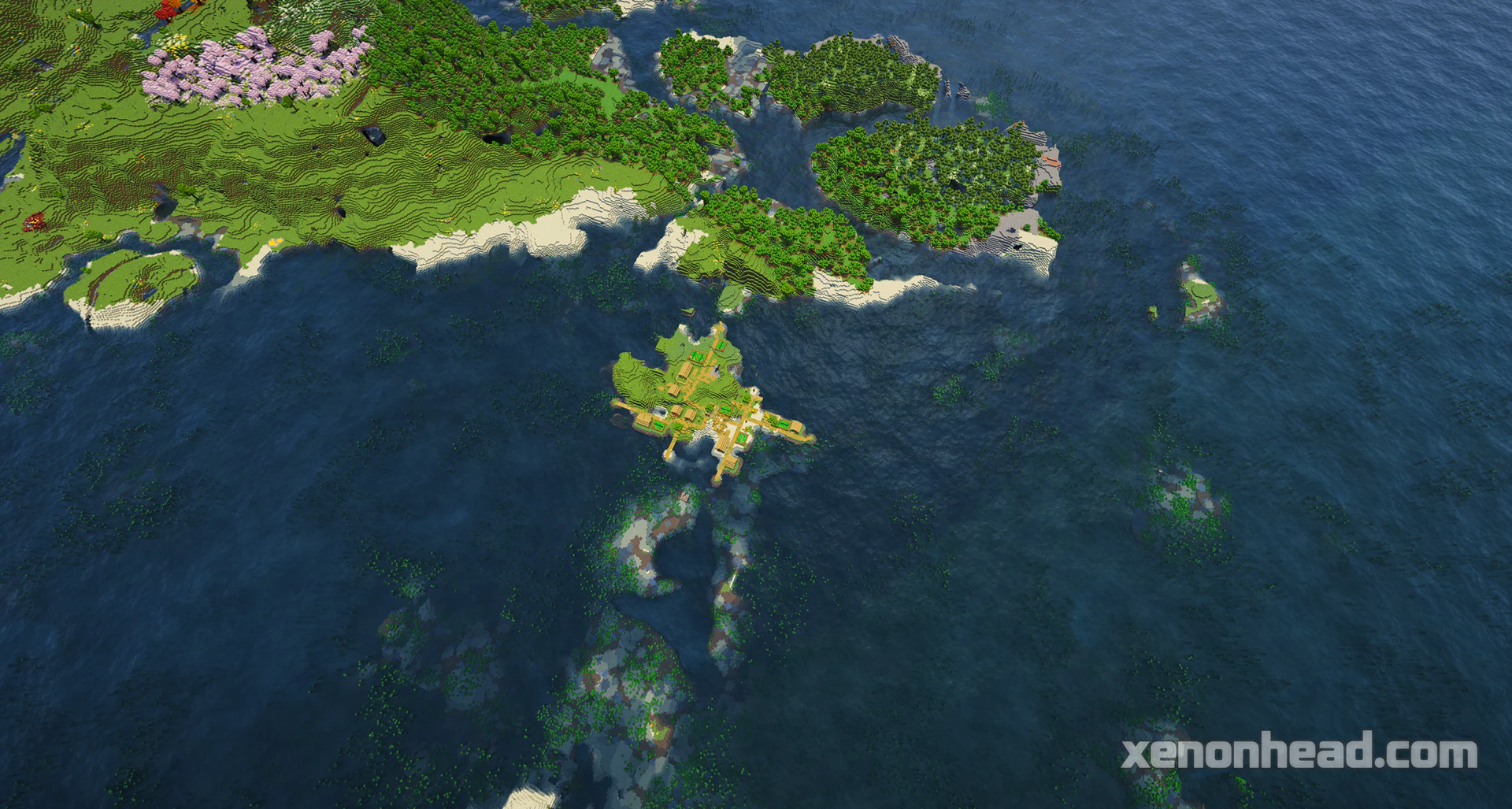 Coastal island village near mainland
