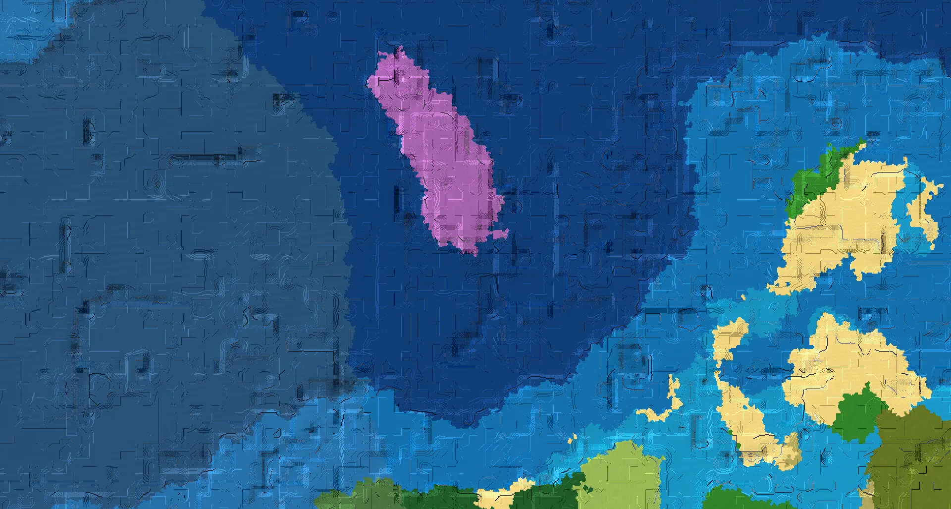 Seed map — Mushroom Fields and Shipwreck